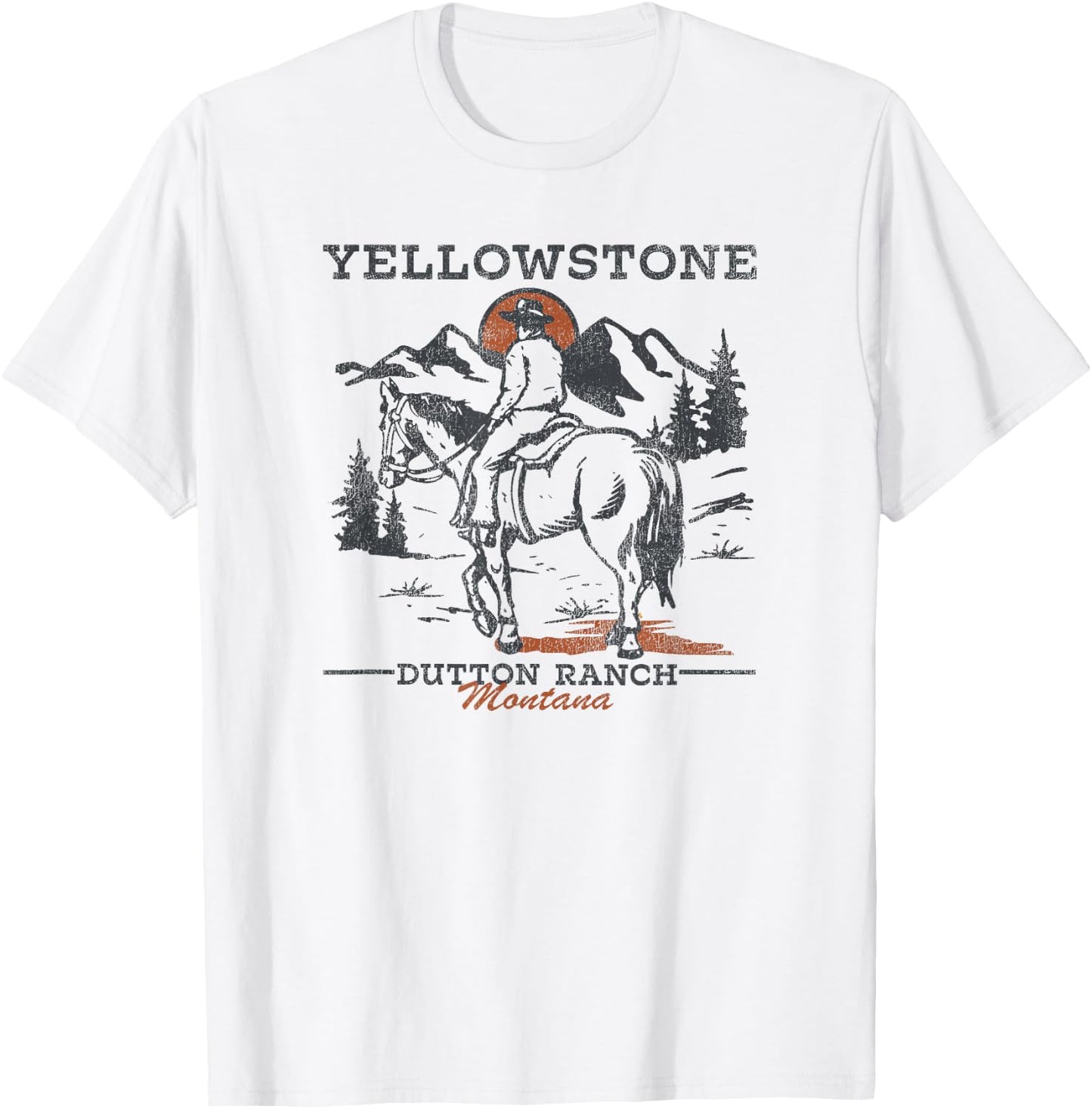 Yellowstone Dutton Ranch Cowboy Sunset T-Shirt - T-Shirt | White