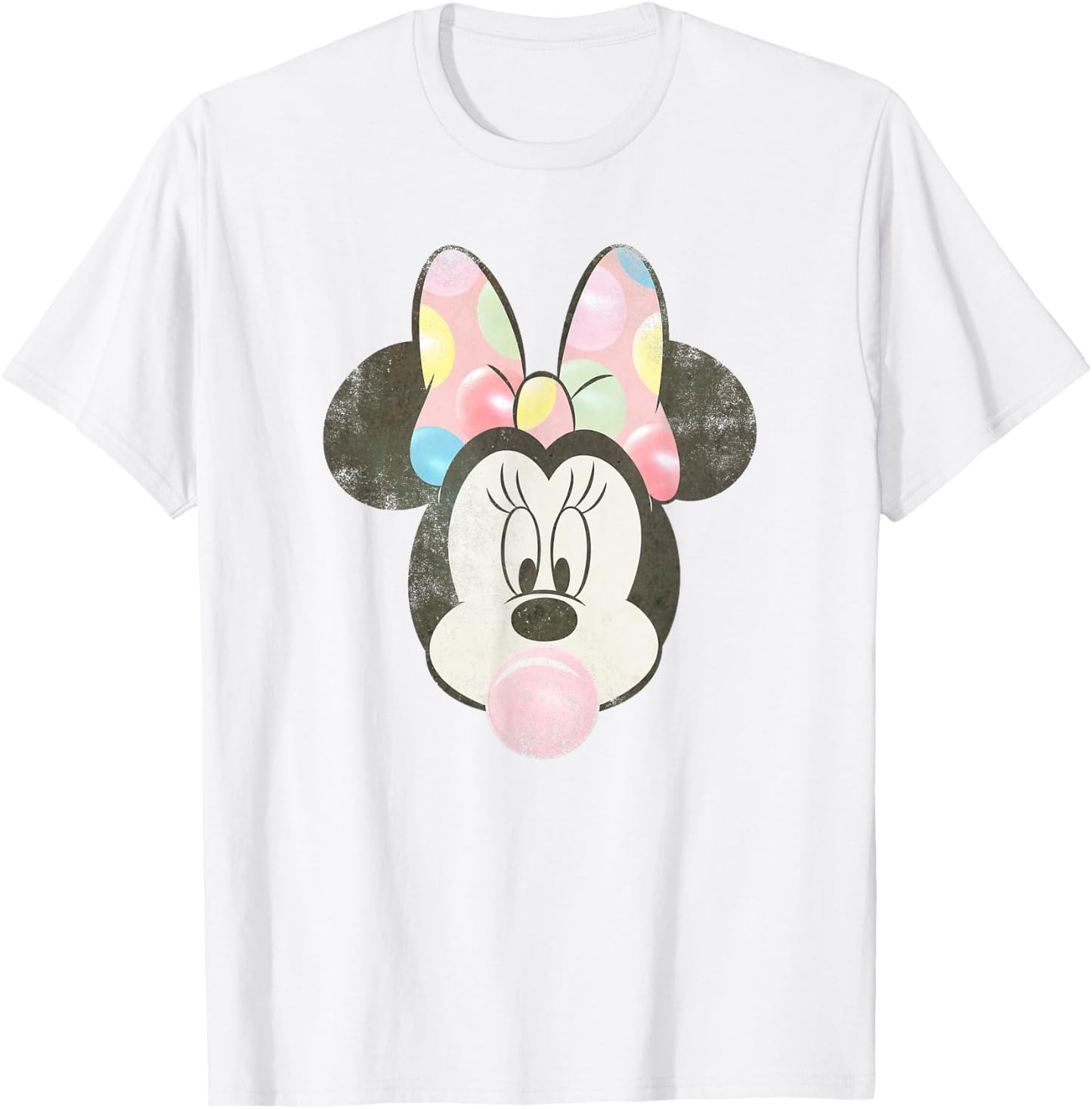 Disney Minnie Mouse Retro Bubblegum Big Face Portrait T-Shirt - T-Shirt | White
