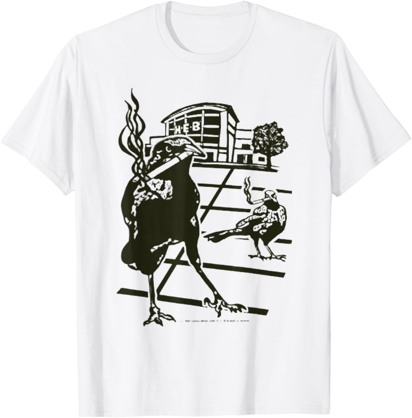 Smoking Grackle Bird T-Shirt - T-Shirt | White