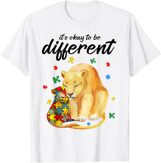 Autism Awareness Shirt Women Ok Be Different Lion Autism Mom T-Shirt - T-Shirt | White