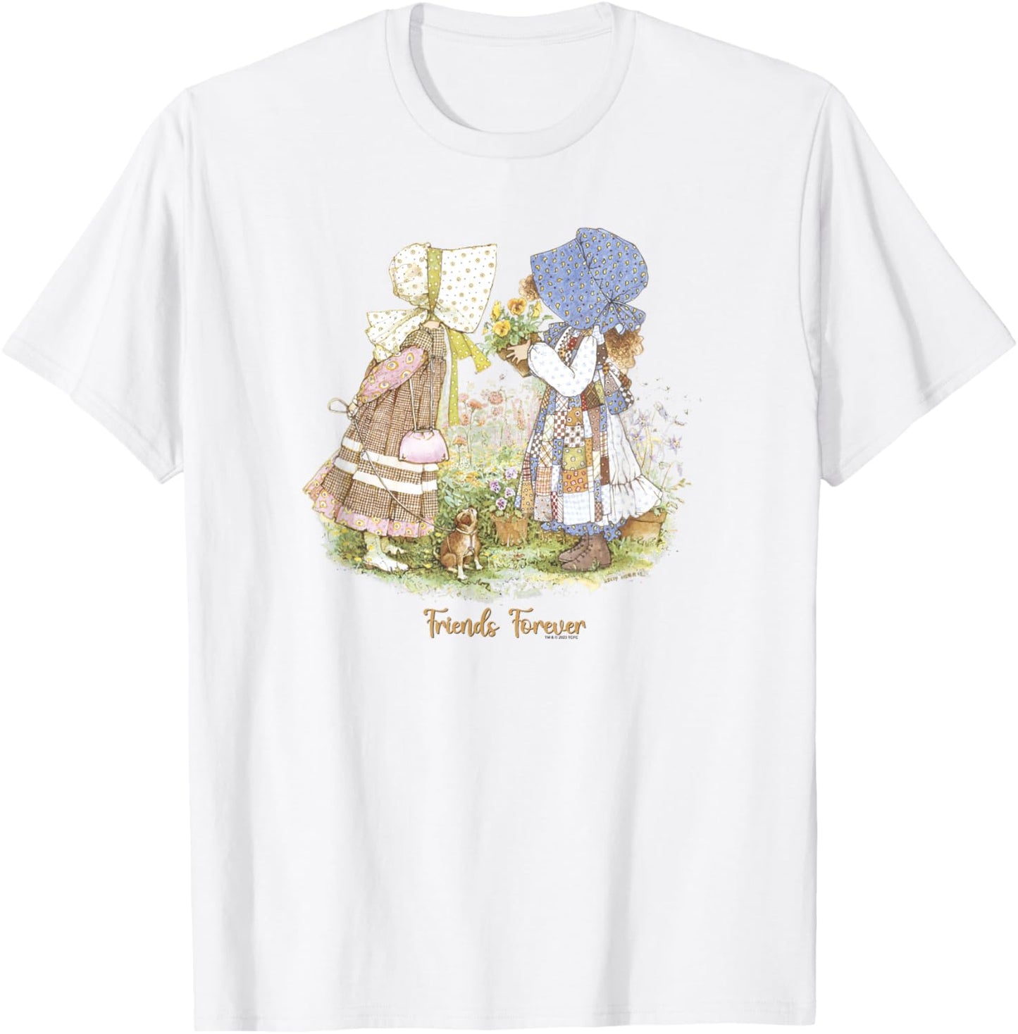 Holly Hobbie Friends Forever Cute Floral Portrait T-Shirt - T-Shirt | White