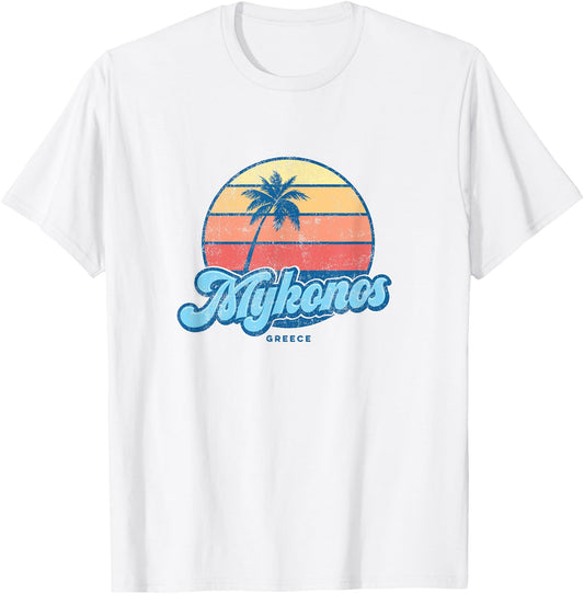 Vintage Mykonos Greece Classic 70s Retro Surfer T-Shirt - T-Shirt | White