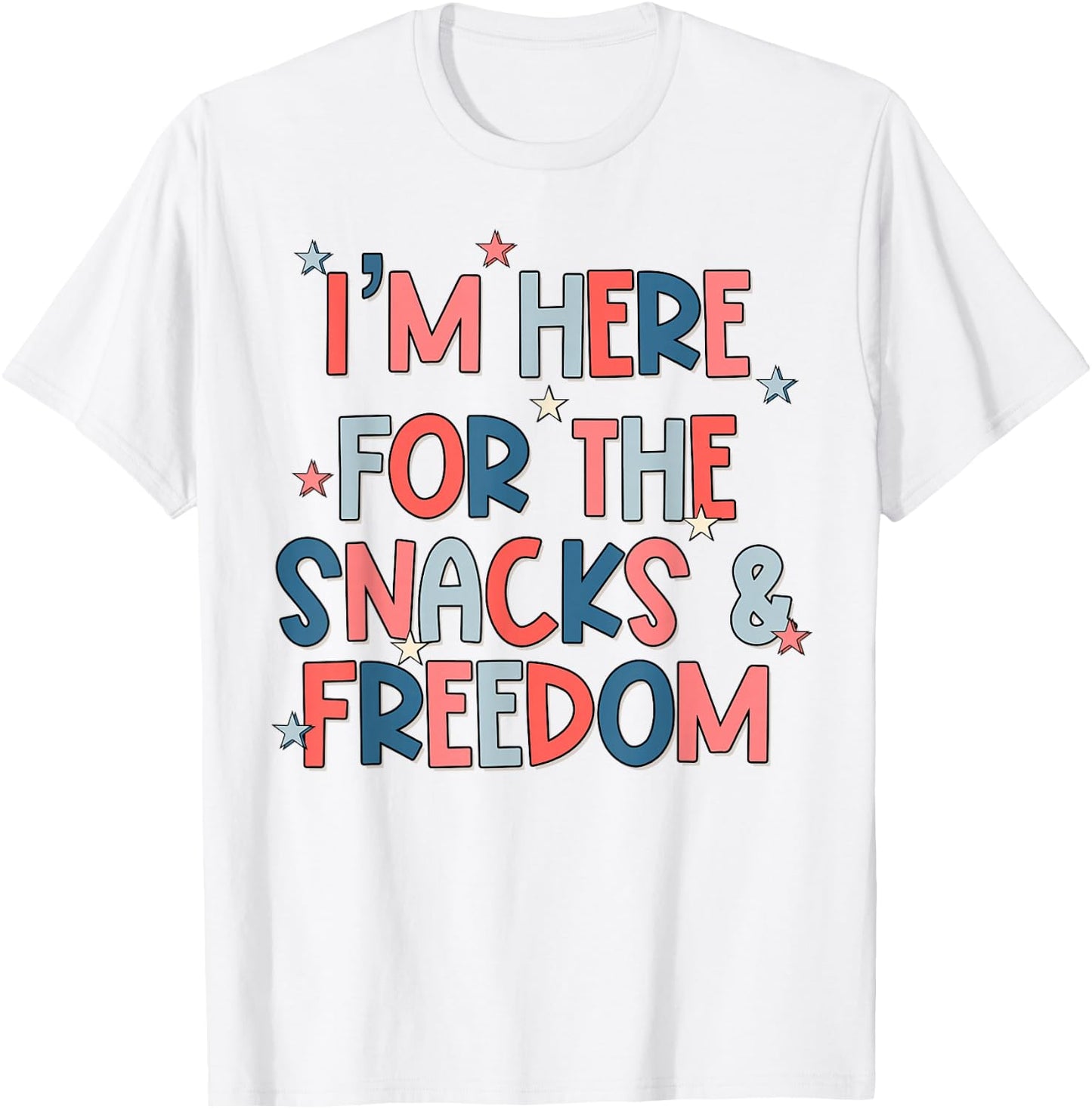 I'm Here For The Snacks And Freedom 4th of July Kid Boy Girl T-Shirt - T-Shirt | White