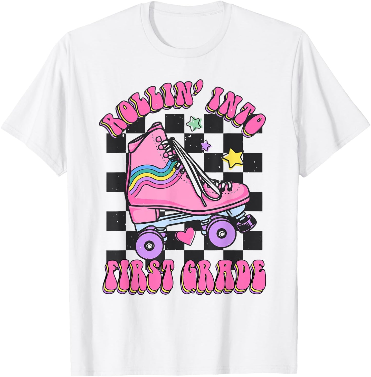 Kids Back To School Skating Rollin Into First 1st Grade T-Shirt - T-Shirt | White