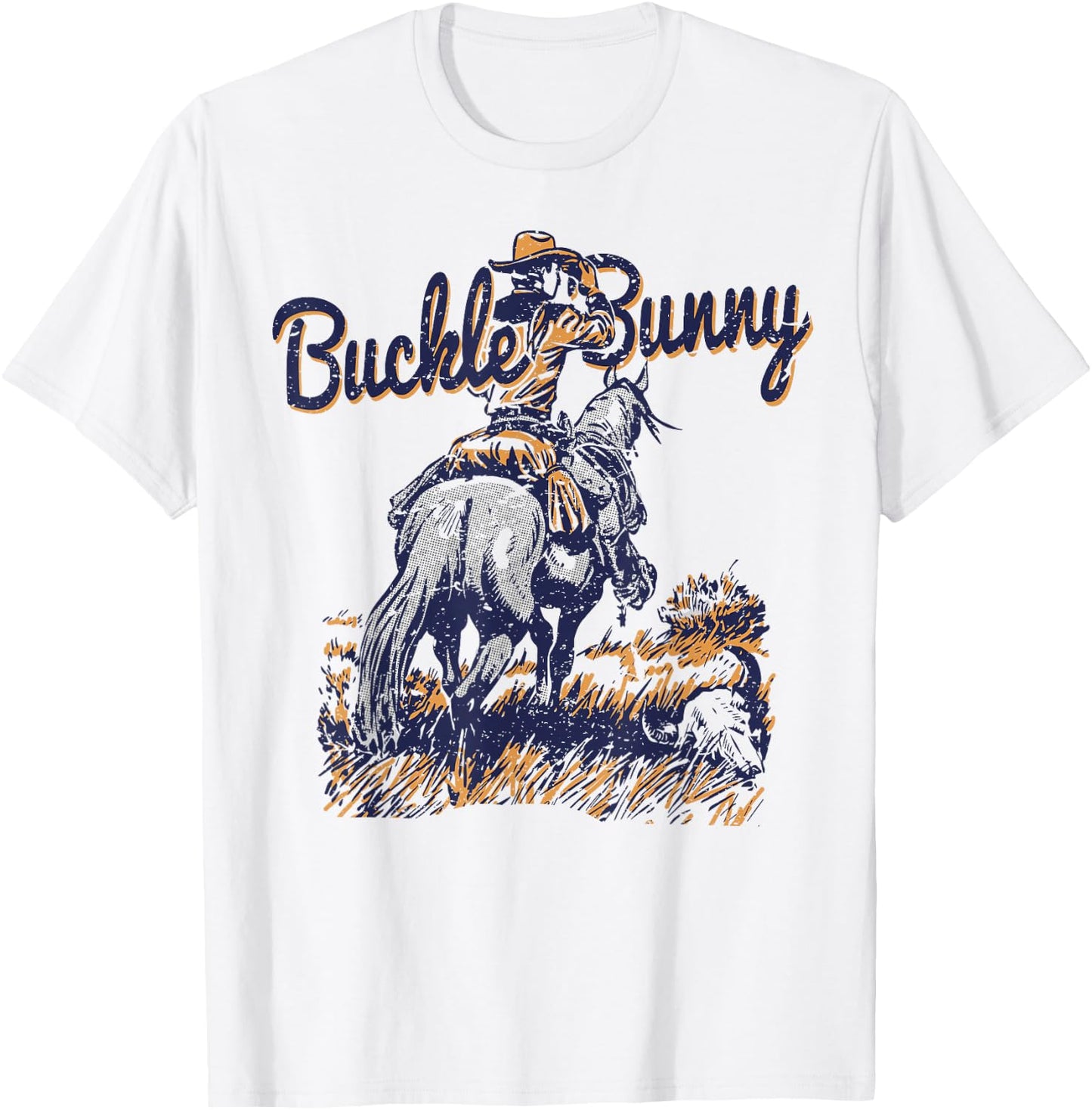 Cowboy Ranch Buckle Bunny Western Cowgirl T-Shirt - T-Shirt | White