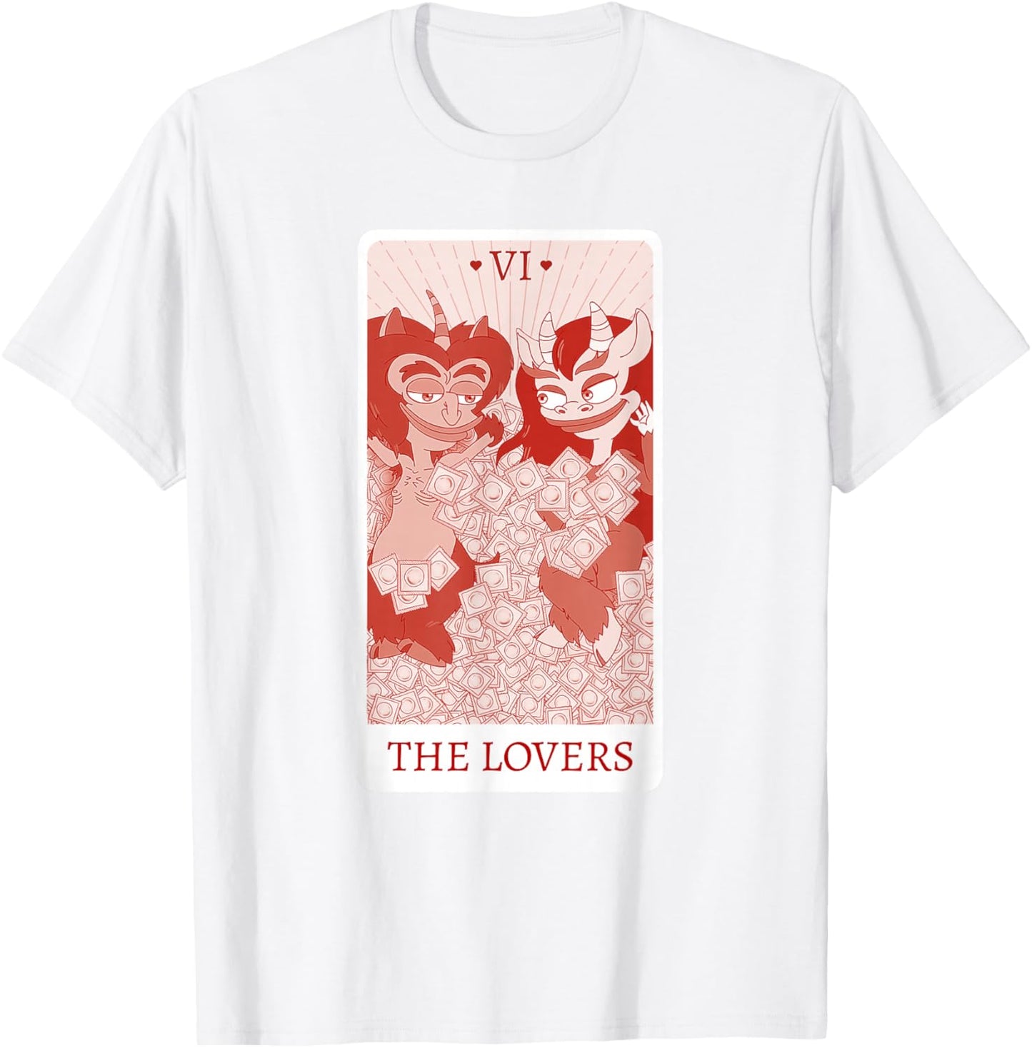 Big Mouth The Lovers Hormones Monsters Tarot Card T-Shirt - T-Shirt | White