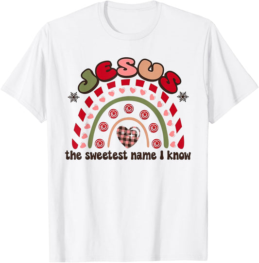 Jesus The Sweetest Name I Know Christian Xmas Retro Holiday T-Shirt - T-Shirt | White