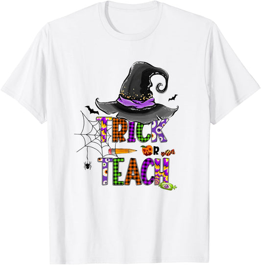 Retro Trick Or Teach Ghost Teacher Halloween Costume T-Shirt - T-Shirt | White