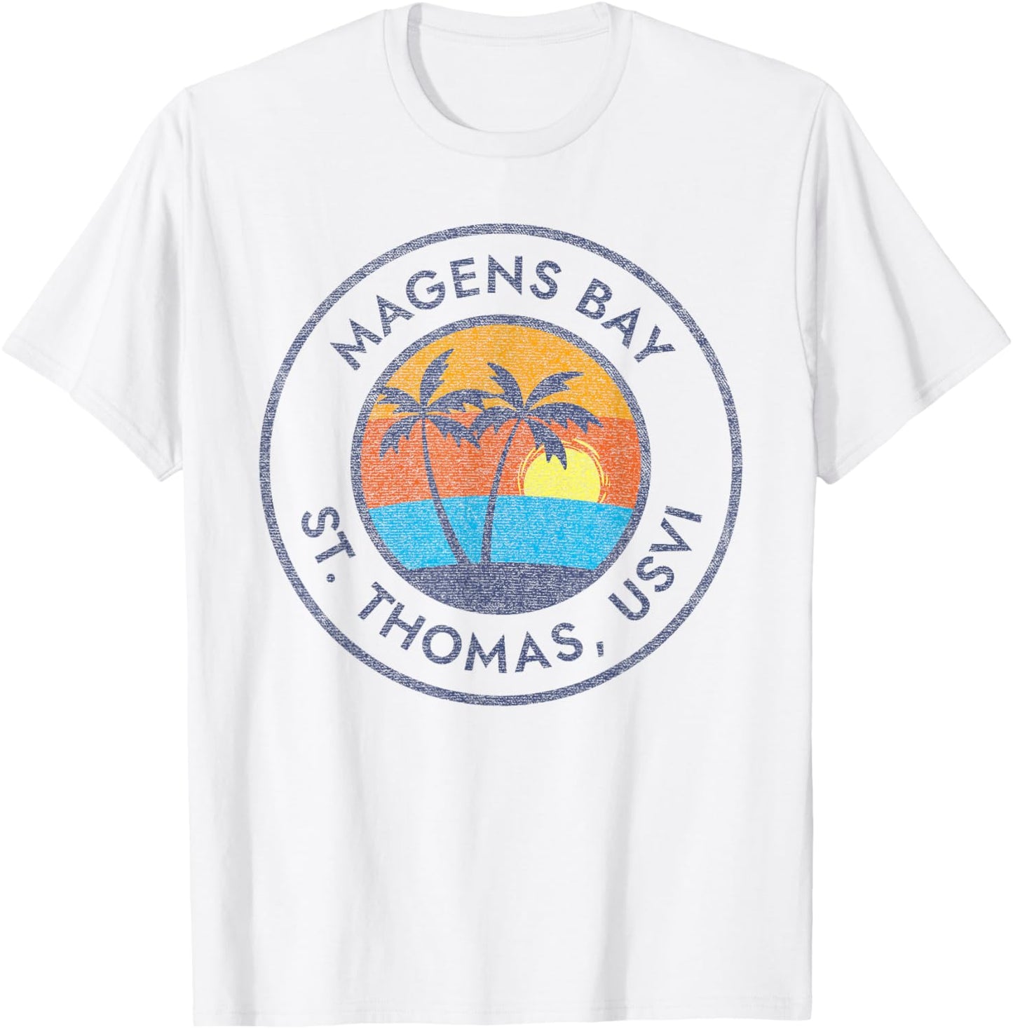 Magens Bay, St. Thomas USVI Vintage Sunset Faded Distressed T-Shirt - T-Shirt | White