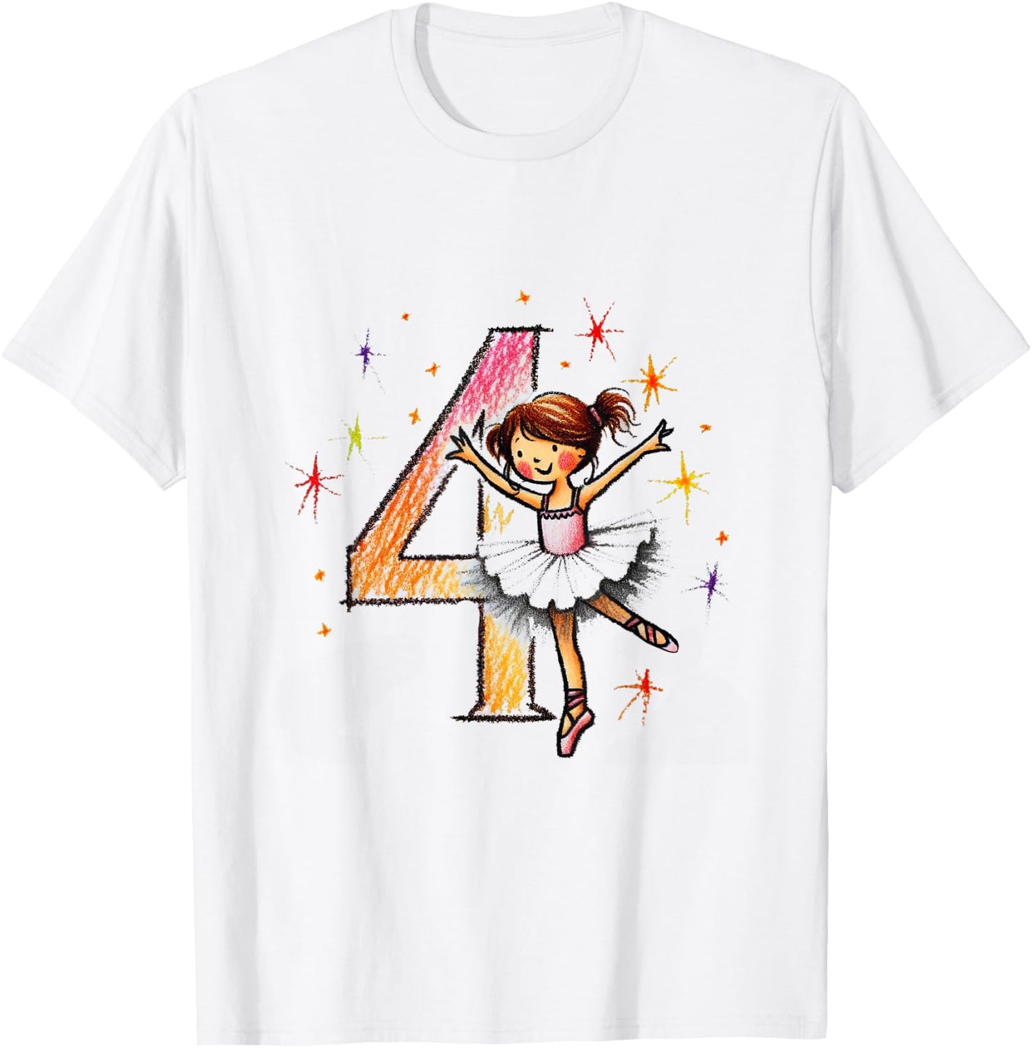 Happy Birthday 4 Year Old Dancer Ballerina T-Shirt - T-Shirt | White
