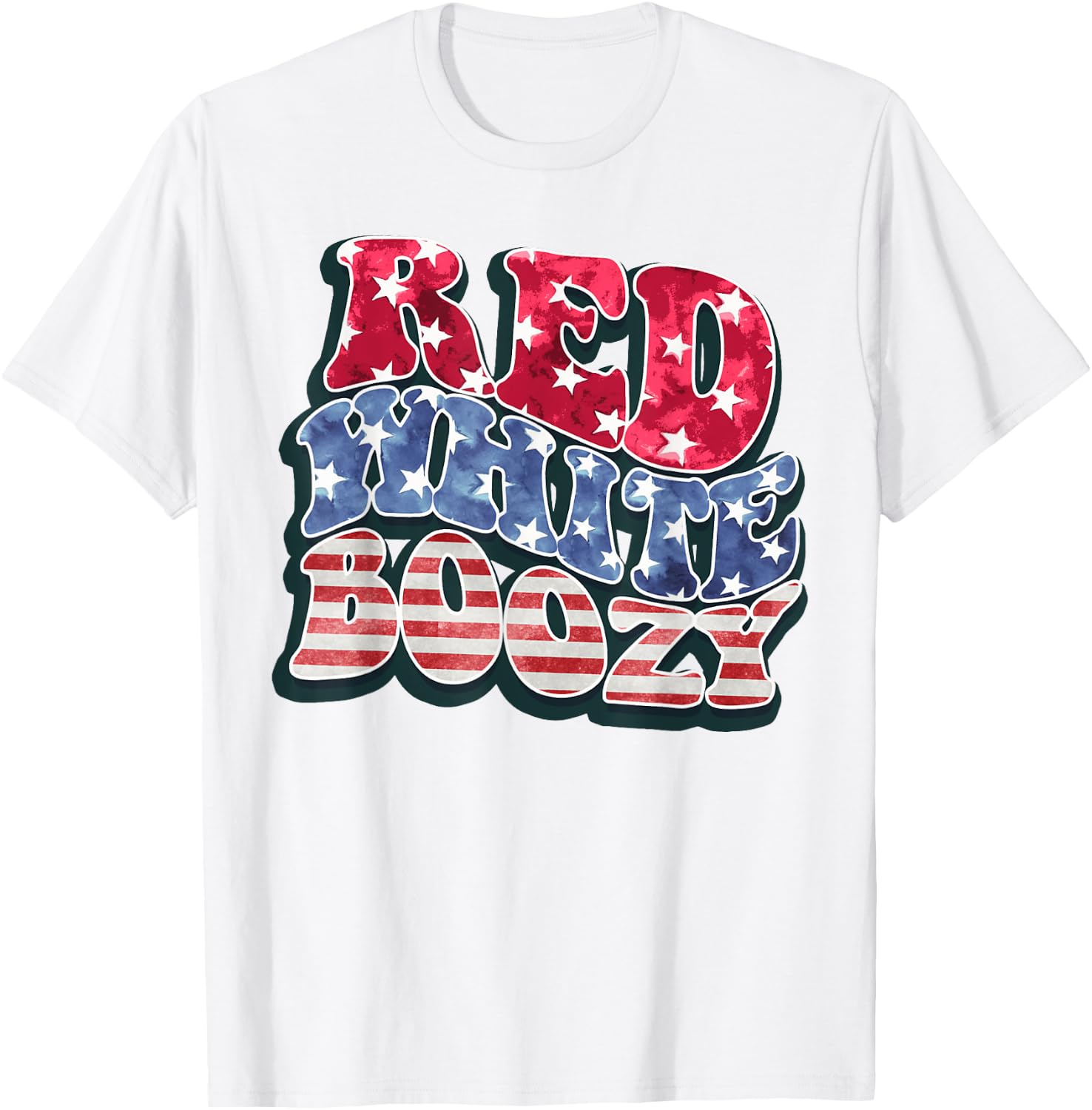 Red White And Boozy Shirt 4th Of July Funny Drinking Party T-Shirt - T-Shirt | White