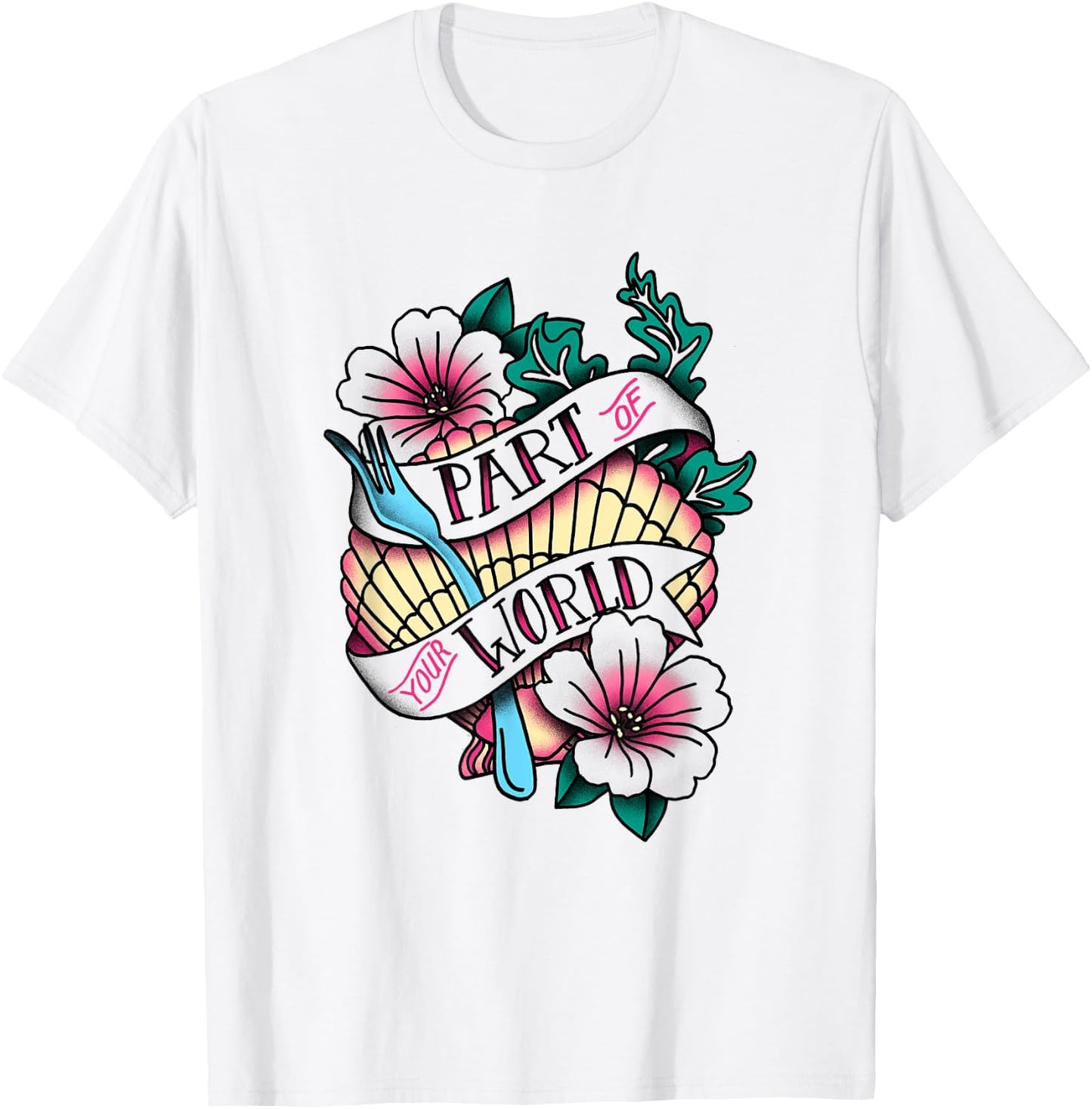 Disney The Little Mermaid Part Of Your World Tattoo Style T-Shirt - T-Shirt | White