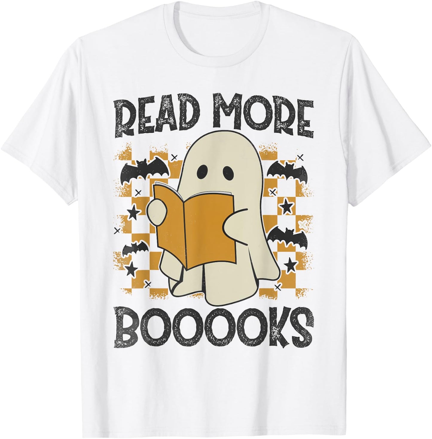 Halloween Read More Books Funny Ghost Reading Book Halloween T-Shirt - T-Shirt | White