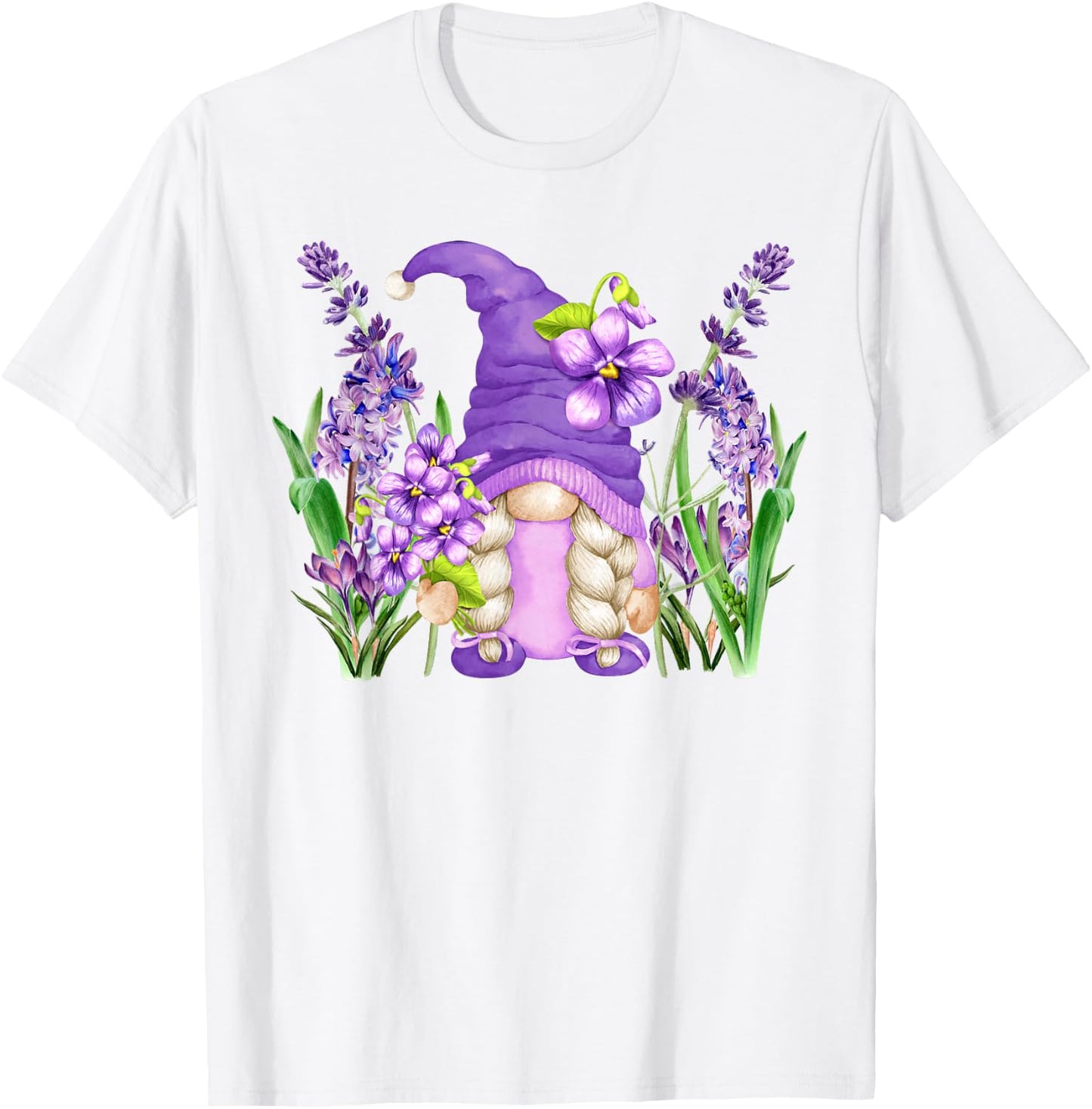 Floral Hippie Grandma Lilac Violet Flower Spring Gnome Mom T-Shirt - T-Shirt | White
