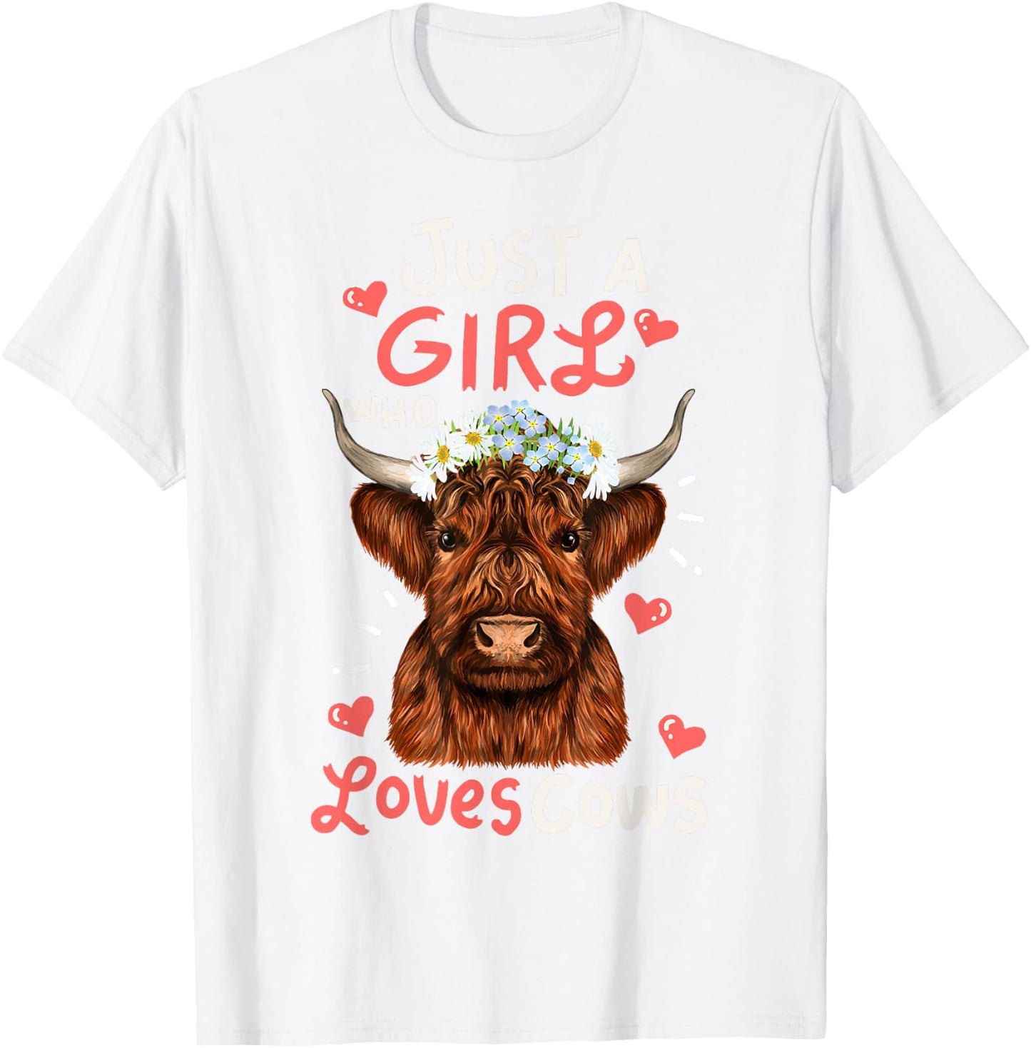 Scottish Highland Cow-Shirt Just Girl Loves Cow Kids Toddler T-Shirt - T-Shirt | White