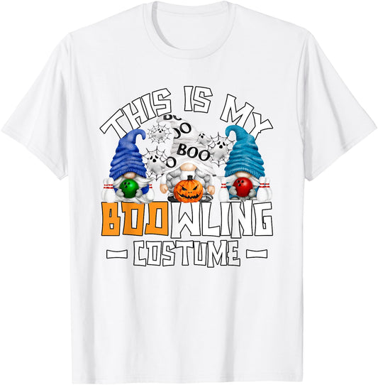 Halloween Bowling Gnome Funny Boo Ghost Bowler T-Shirt - T-Shirt | White