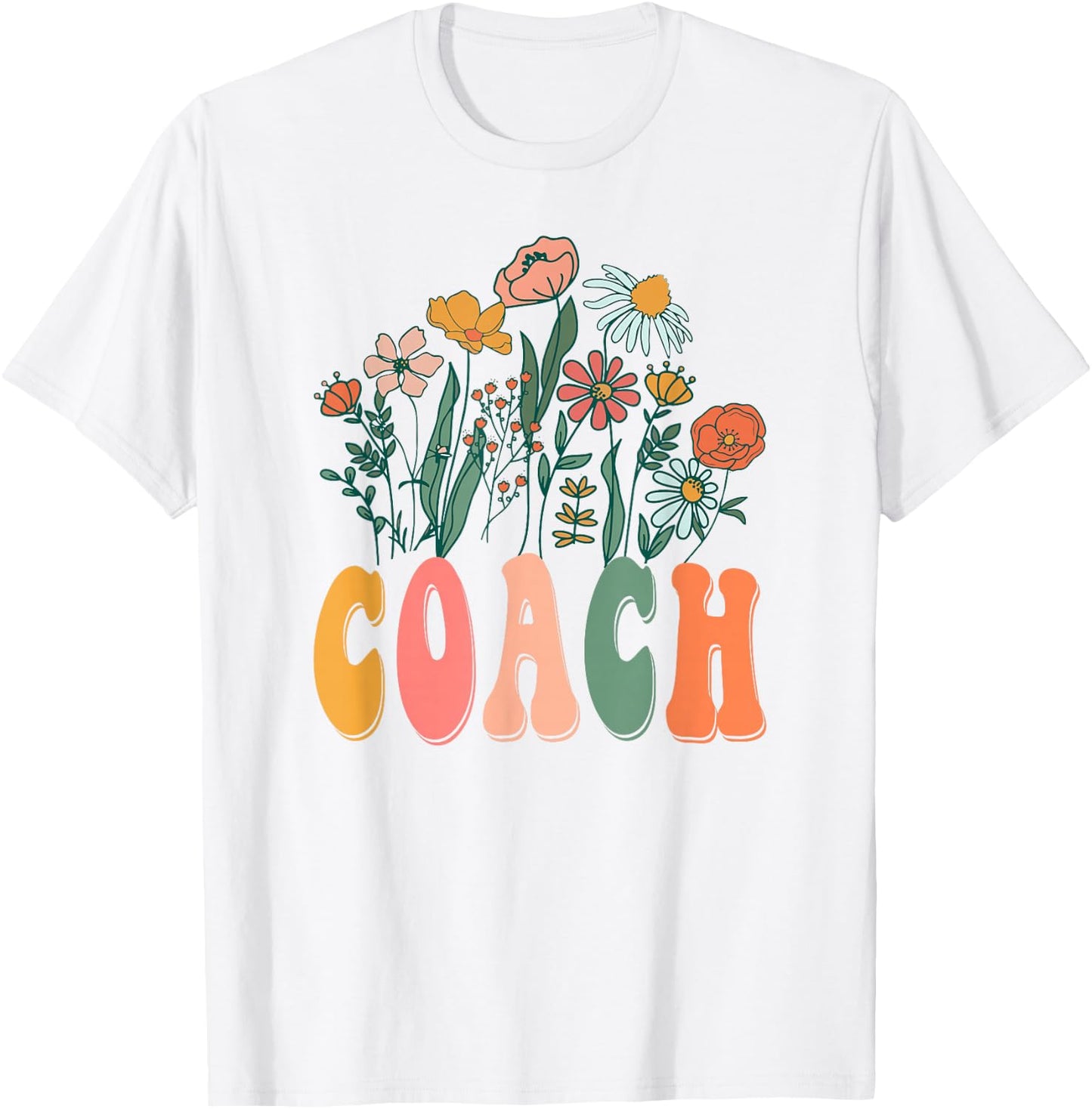Retro Groovy floral Coach Wildflower T-Shirt - T-Shirt | White