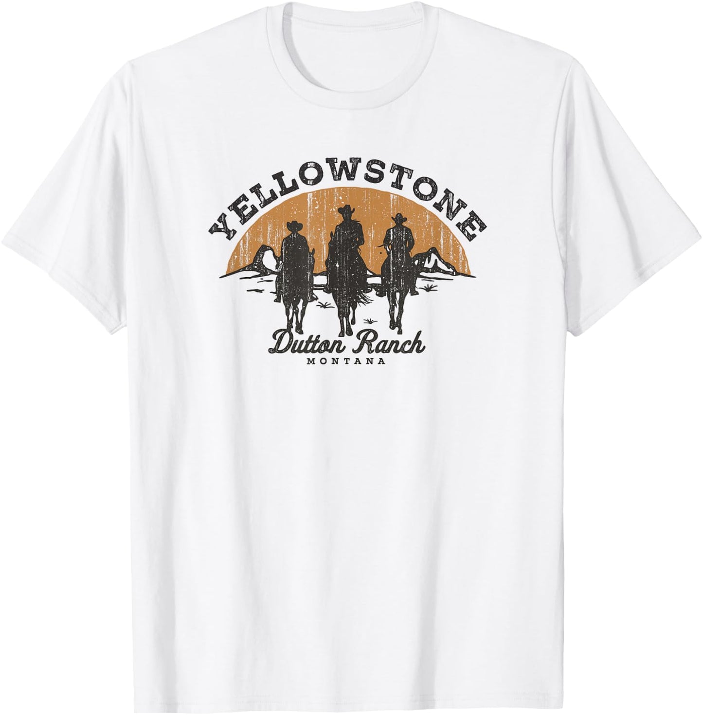 Yellowstone Dutton Ranch Group Shot Silhouette V1 T-Shirt - T-Shirt | White