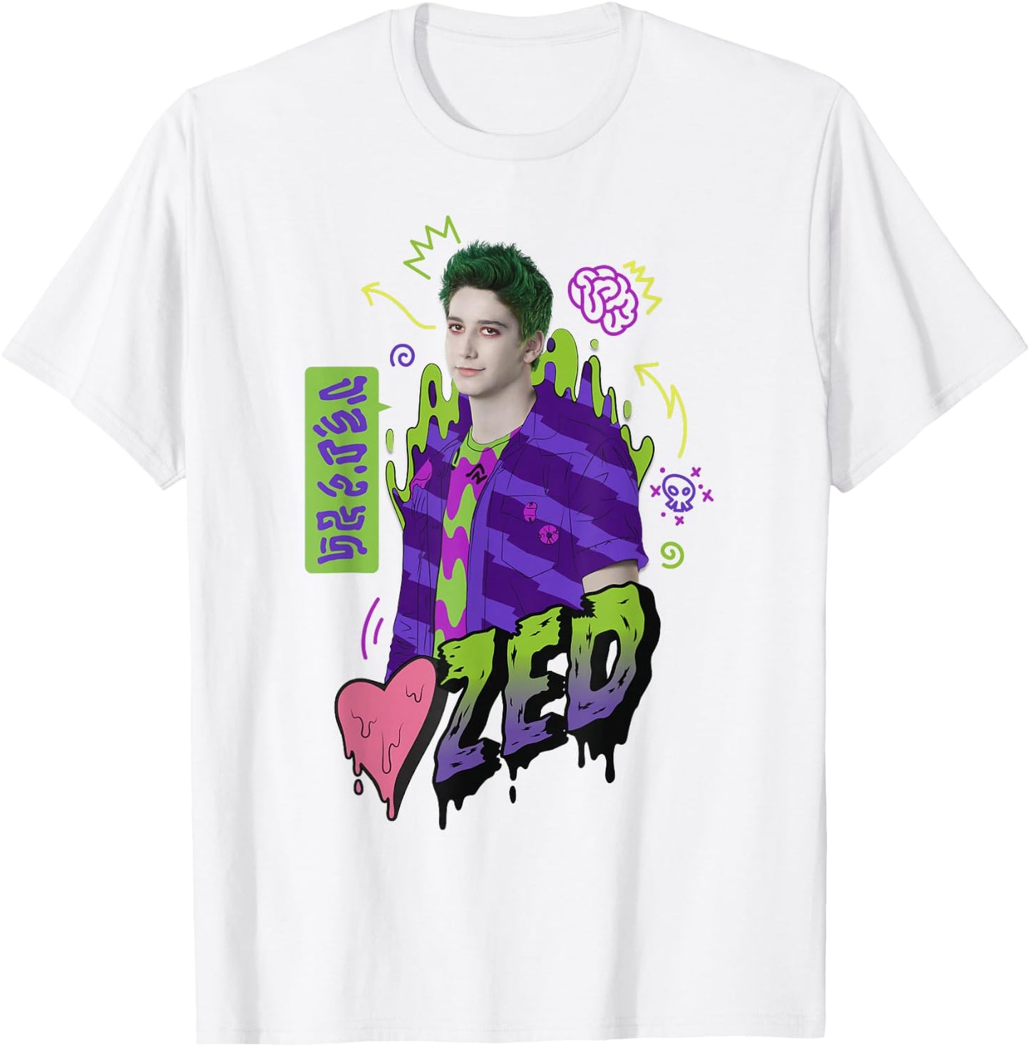 Disney Zombies Zed Heart Drippy Poster T-Shirt - T-Shirt | White