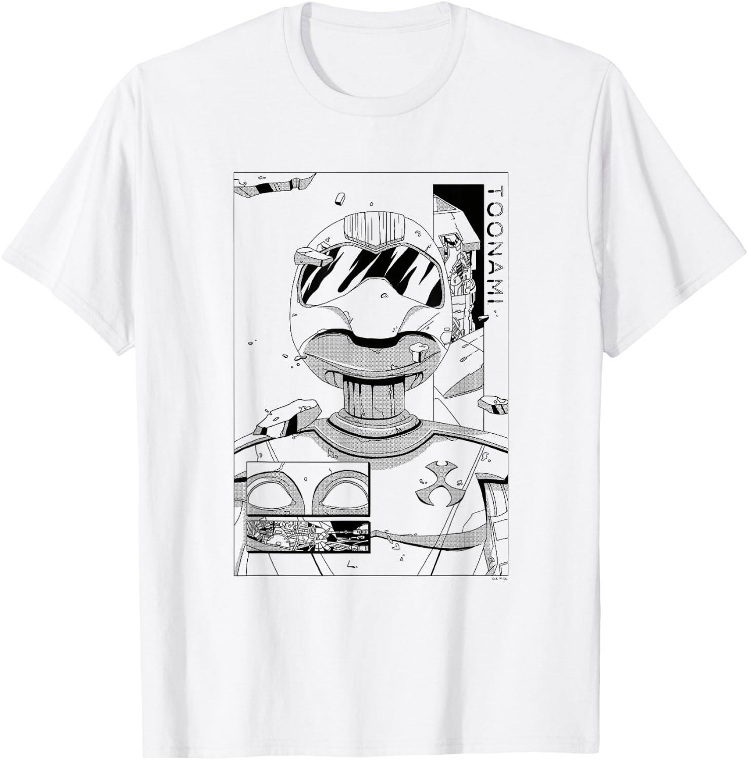 Toonami T.O.M. Manga Sketch Boxed Portrait T-Shirt - T-Shirt | White