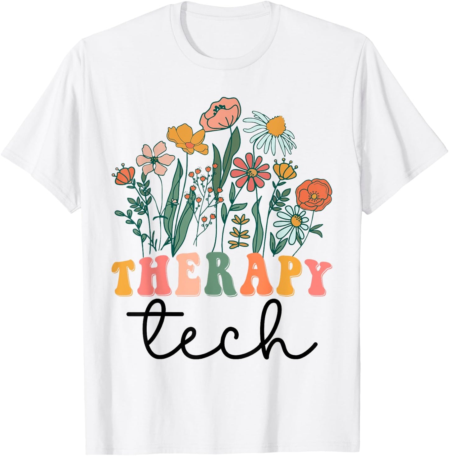 Groovy Wildflower Therapy Tech T-Shirt - T-Shirt | White