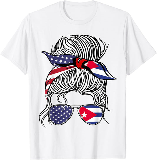 American Cuban Patriot Flag Women Girl Cuba Grown T-Shirt - T-Shirt | White