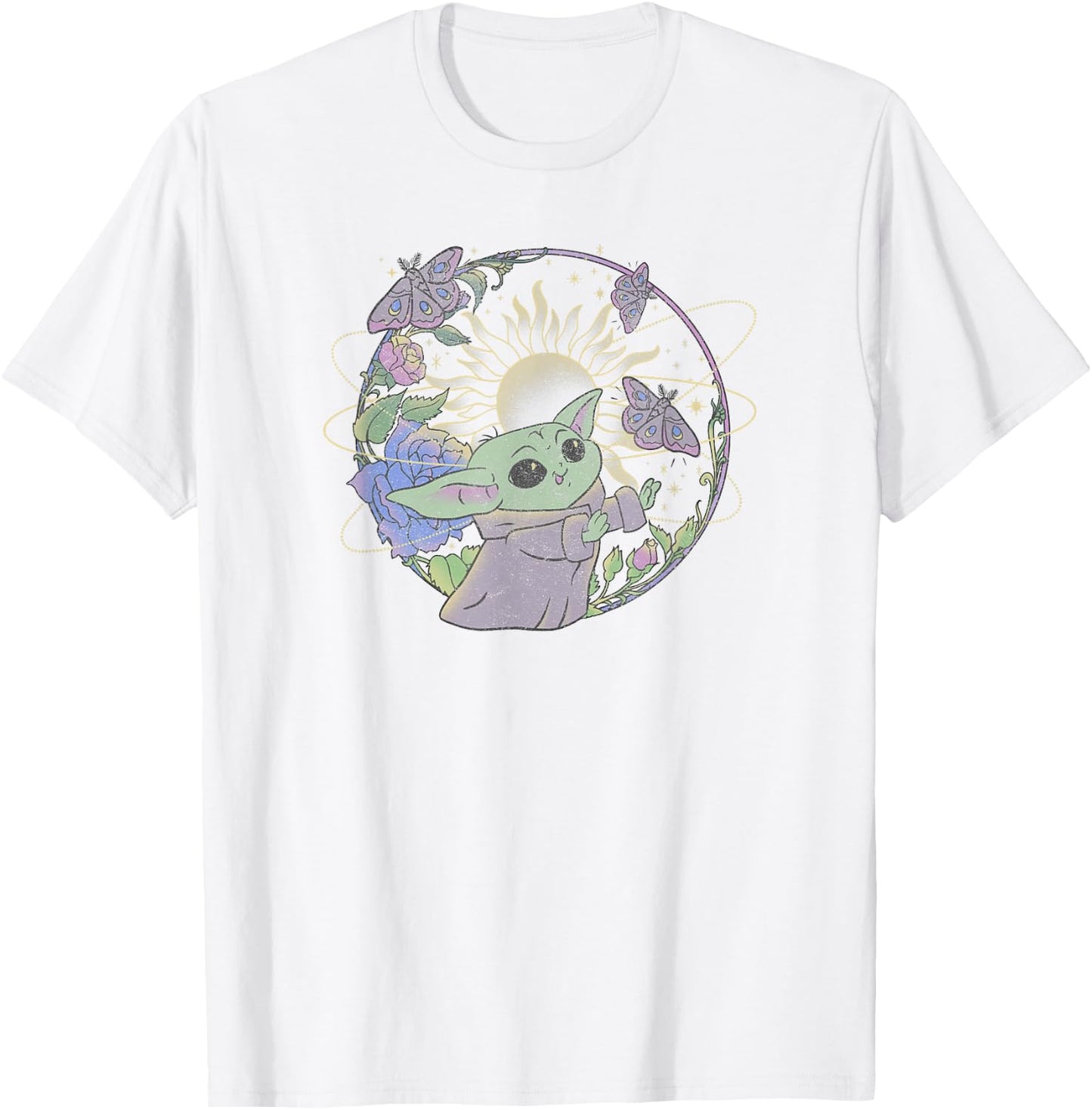 Star Wars: The Mandalorian Grogu The Way Butterfly Circle T-Shirt - T-Shirt | White