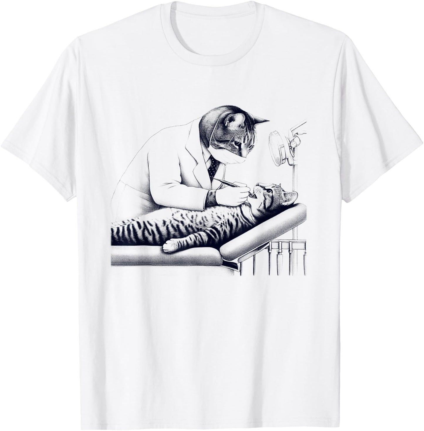 Vintage Retro Dentist Cat Kitten Lover Dental T-Shirt - T-Shirt | White