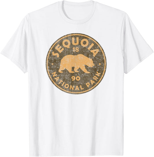 Retro Sequoia National Park Women Men Kids Vintage Hiking T-Shirt - T-Shirt | White