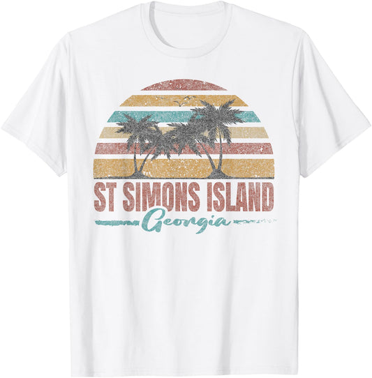 Beach Coastal City Vacation Souvenir St Simons Island T-Shirt - T-Shirt | White