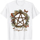 Blessed Be Floral Pentacle Witchcraft Pagan Witchy Design T-Shirt - T-Shirt | White
