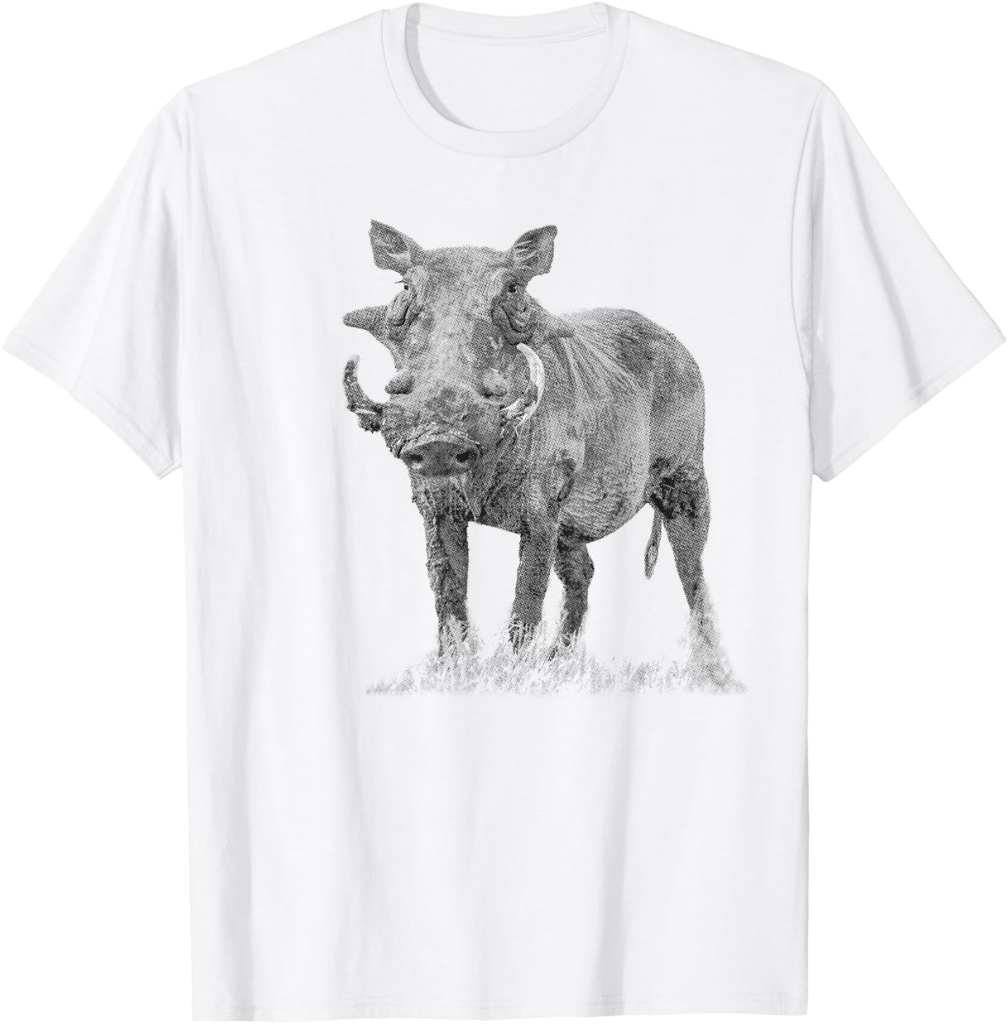 SM's Wild for Africa Apparel Warthog Boar Full Figure Artwork -Adults Grey Small Animal Print T-Shirt - T-Shirt | White