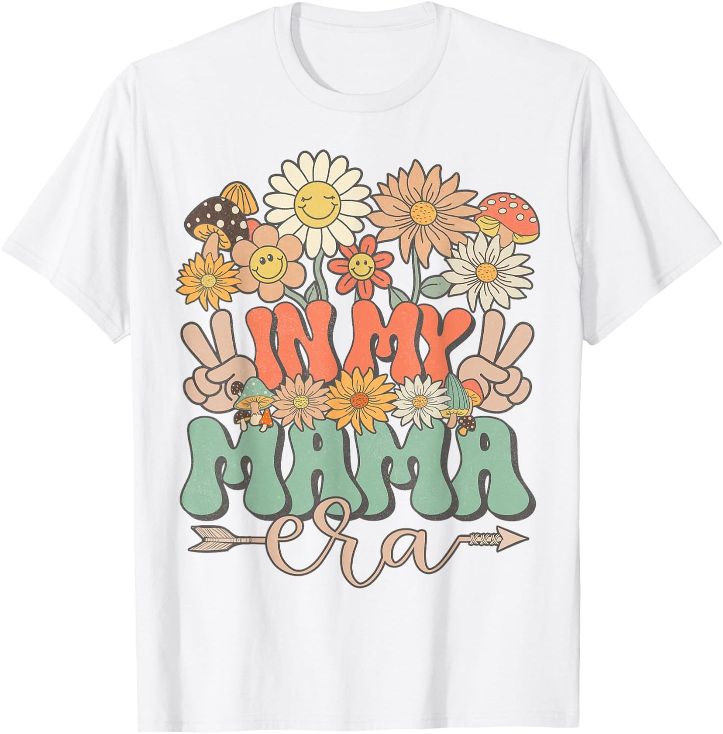 In My Mama Era Floral Hippie Groovy Retro Daisy Mother's Day T-Shirt - T-Shirt | White