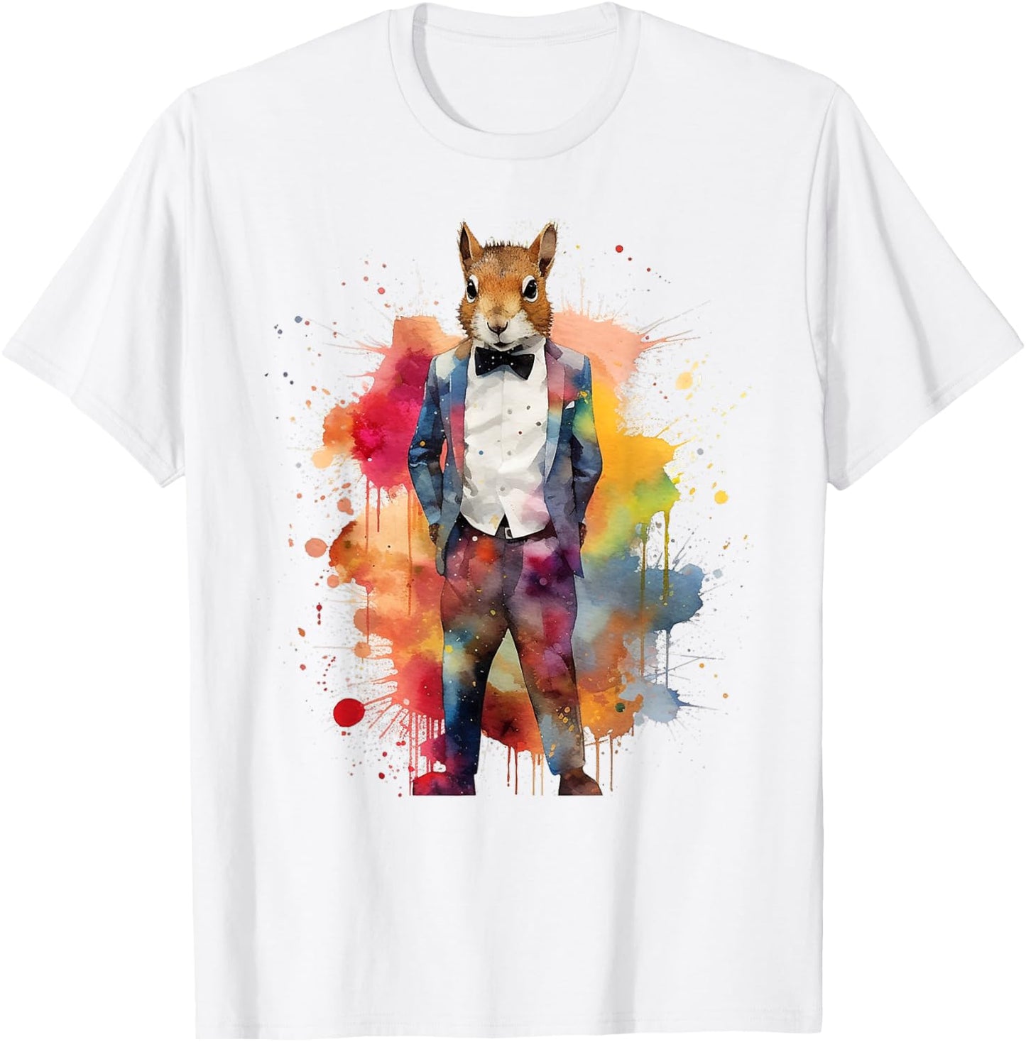 Squirrel Colourful Artwork - Animal Art Squirrel T-Shirt - T-Shirt | White