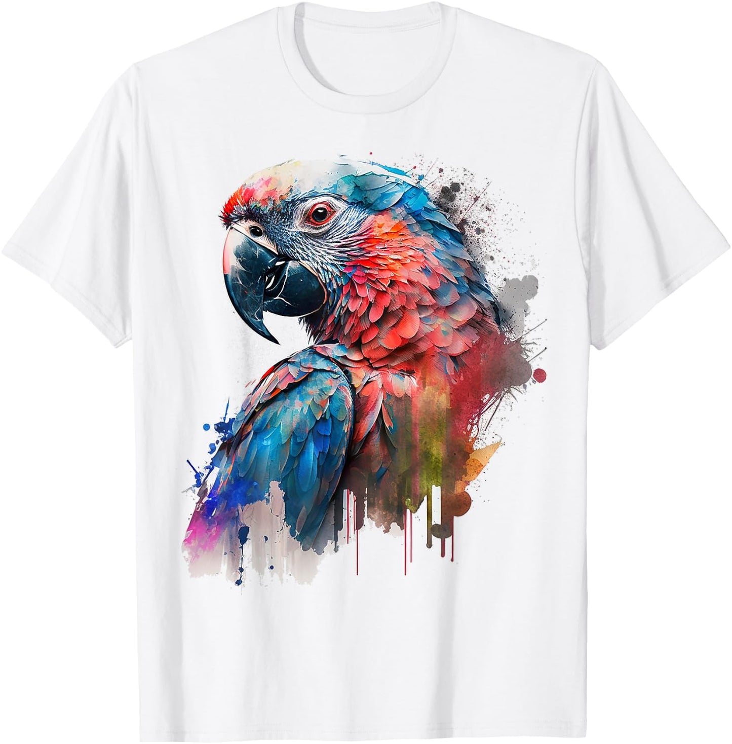 Parrot Bird Colourful Art Animal Bird Motif Parrot T-Shirt - T-Shirt | White