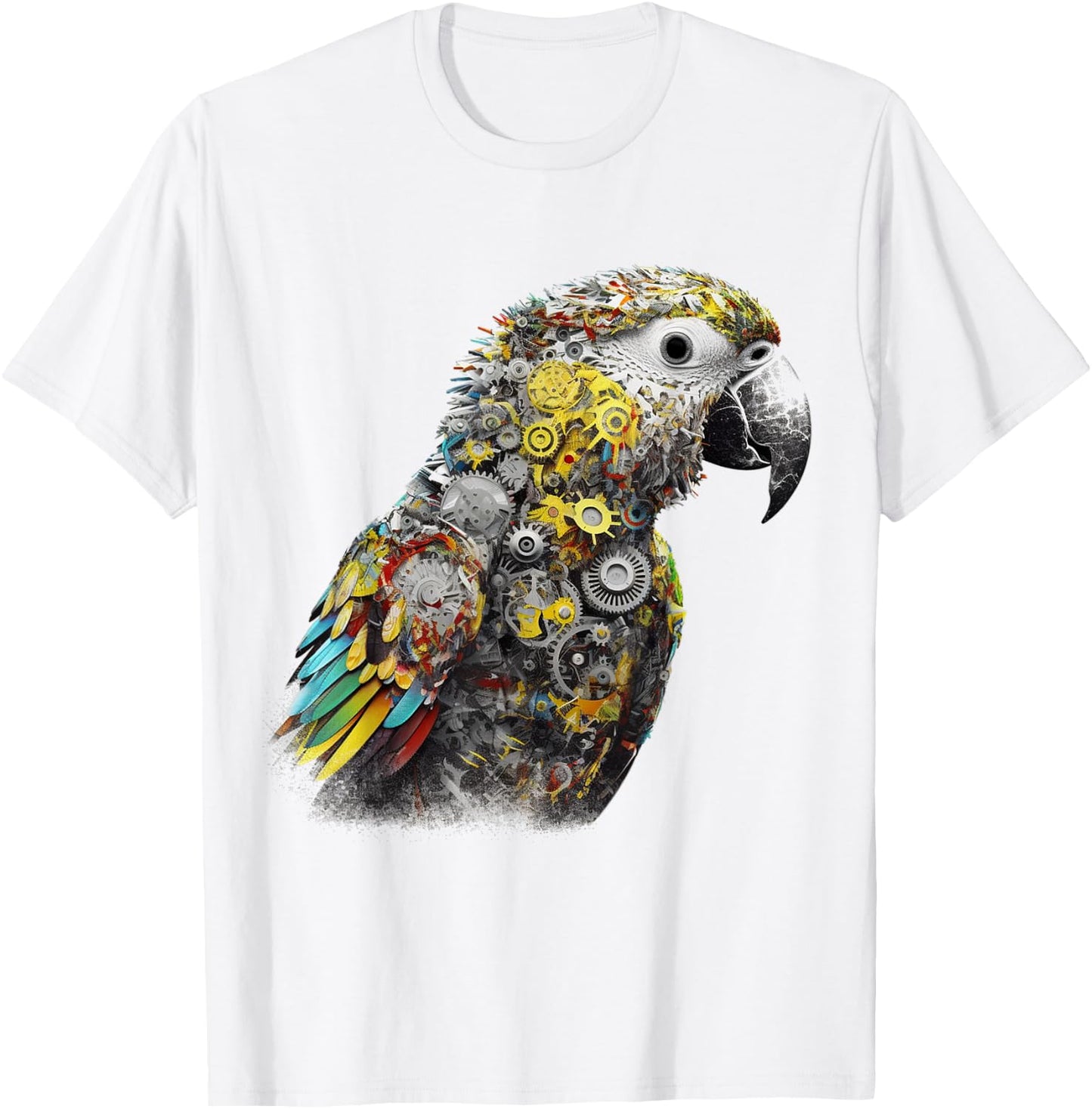 Parrot Animal Robot Fantasy Colourful Bird - Art Parrot T-Shirt - T-Shirt | White