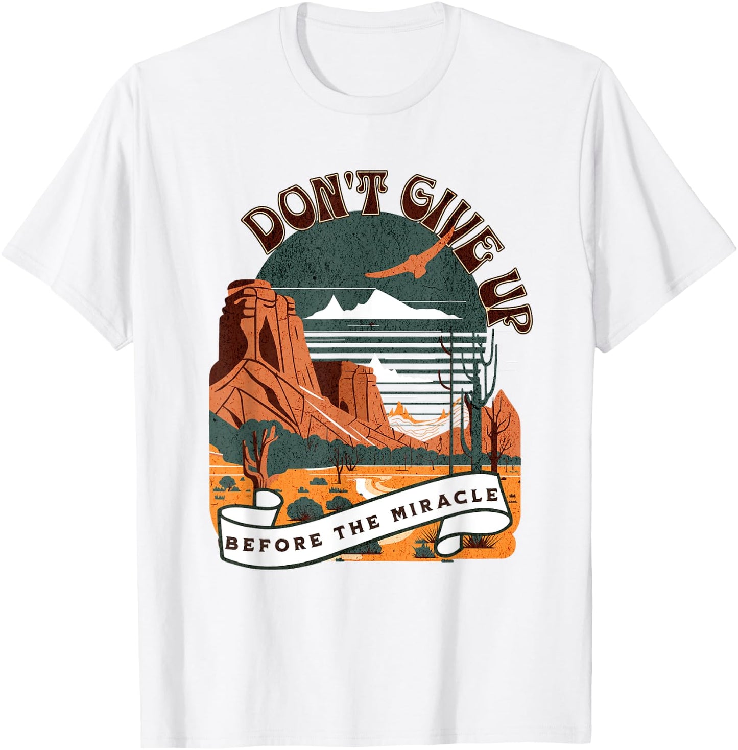 Christian Don't Give Up Before Miracle Women Boho T-Shirt - T-Shirt | White