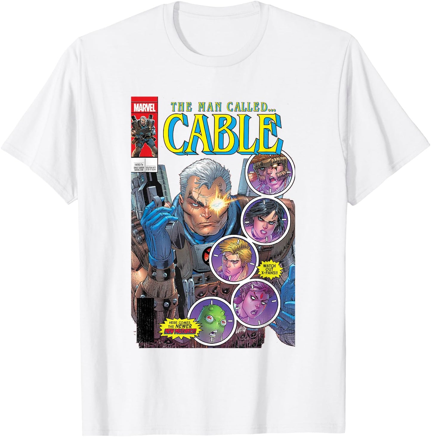 Marvel X-Men The Man Called Cable & Team Comic Cover T-Shirt - T-Shirt | White