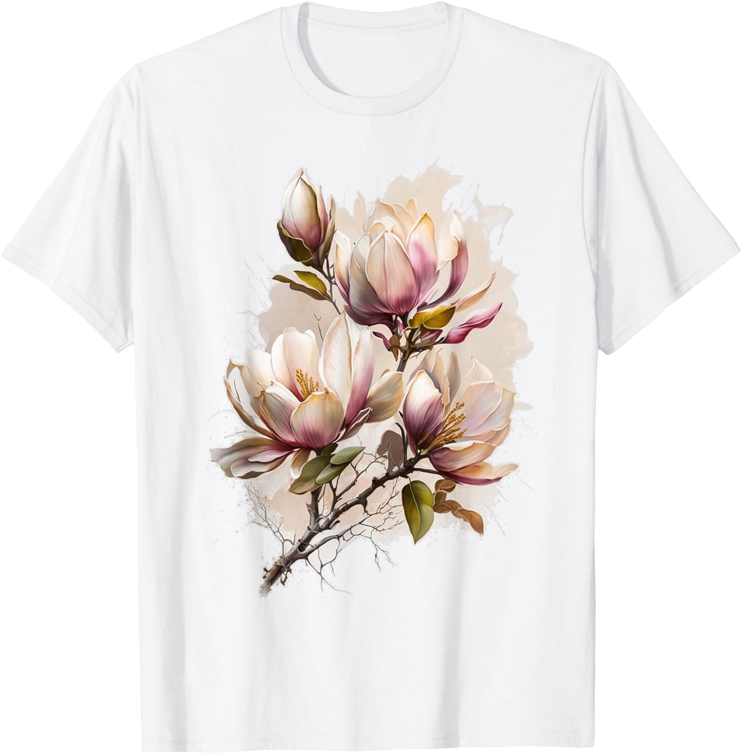 Magnolia Blossom Flower Blooming Floral Spring Summer Women T-Shirt - T-Shirt | White
