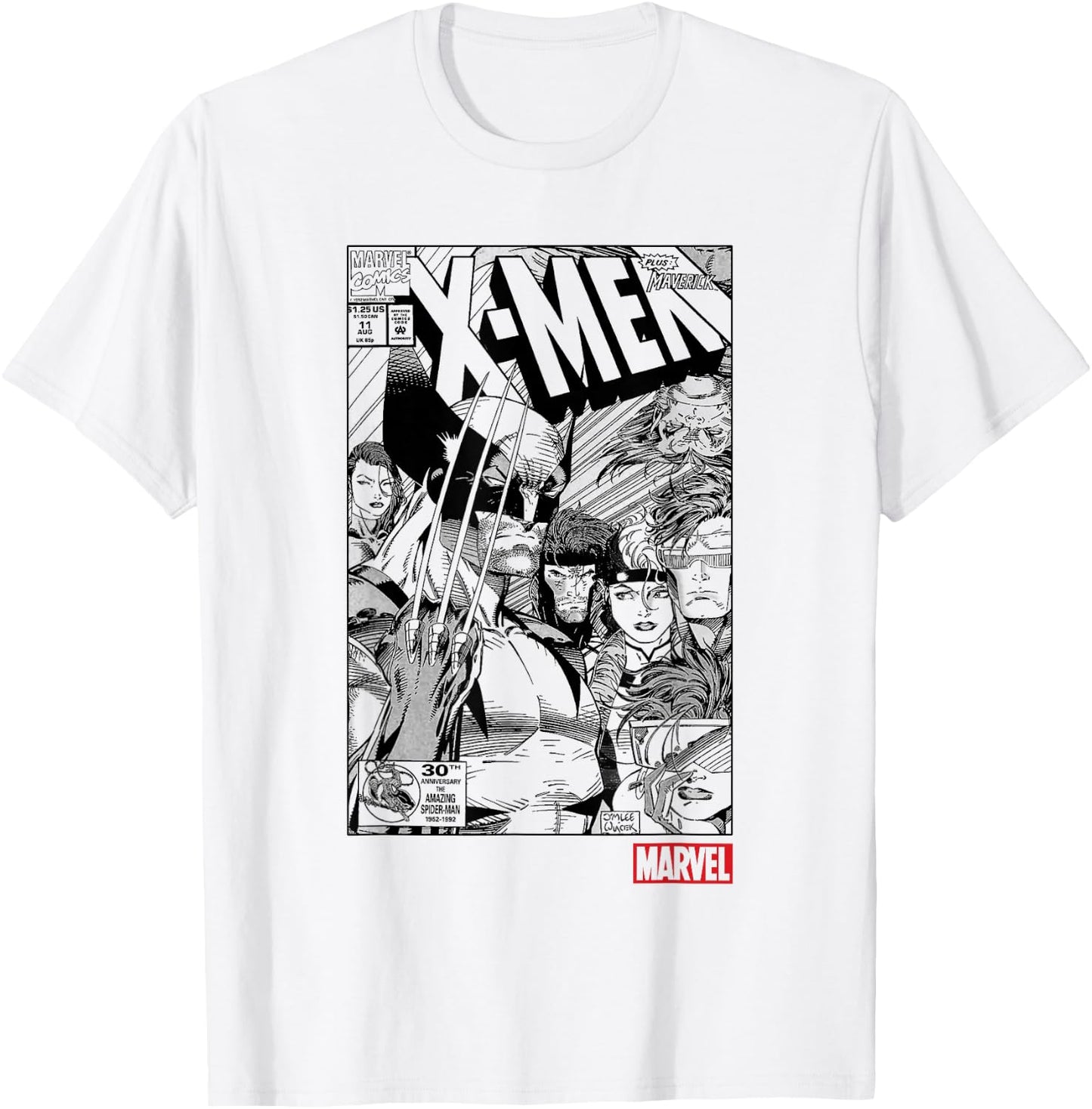 Marvel X-Men Black & White Comic Book Cover Poster T-Shirt - T-Shirt | White