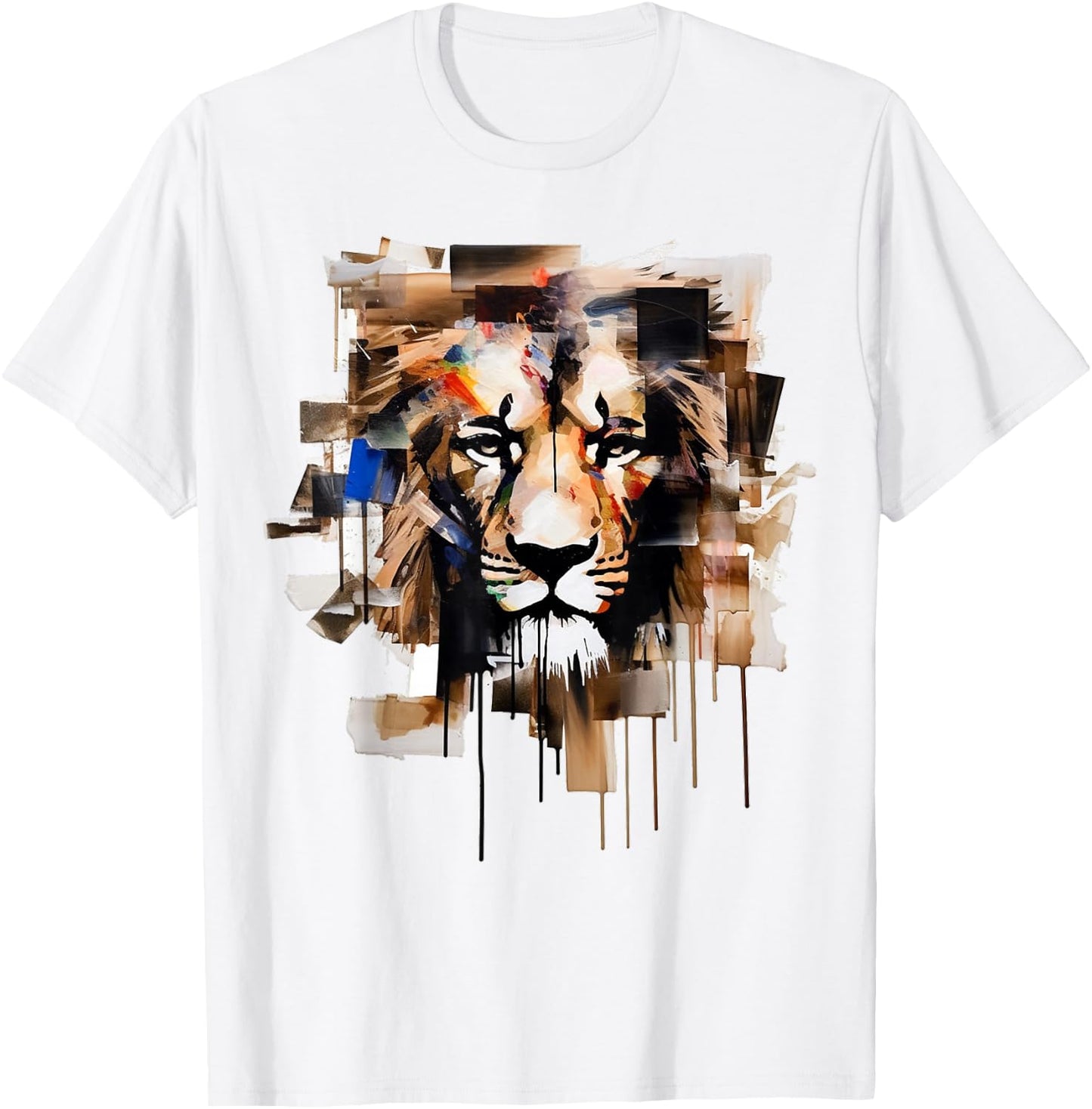 Lion Artwork - Animal Motif Art Lion T-Shirt - T-Shirt | White