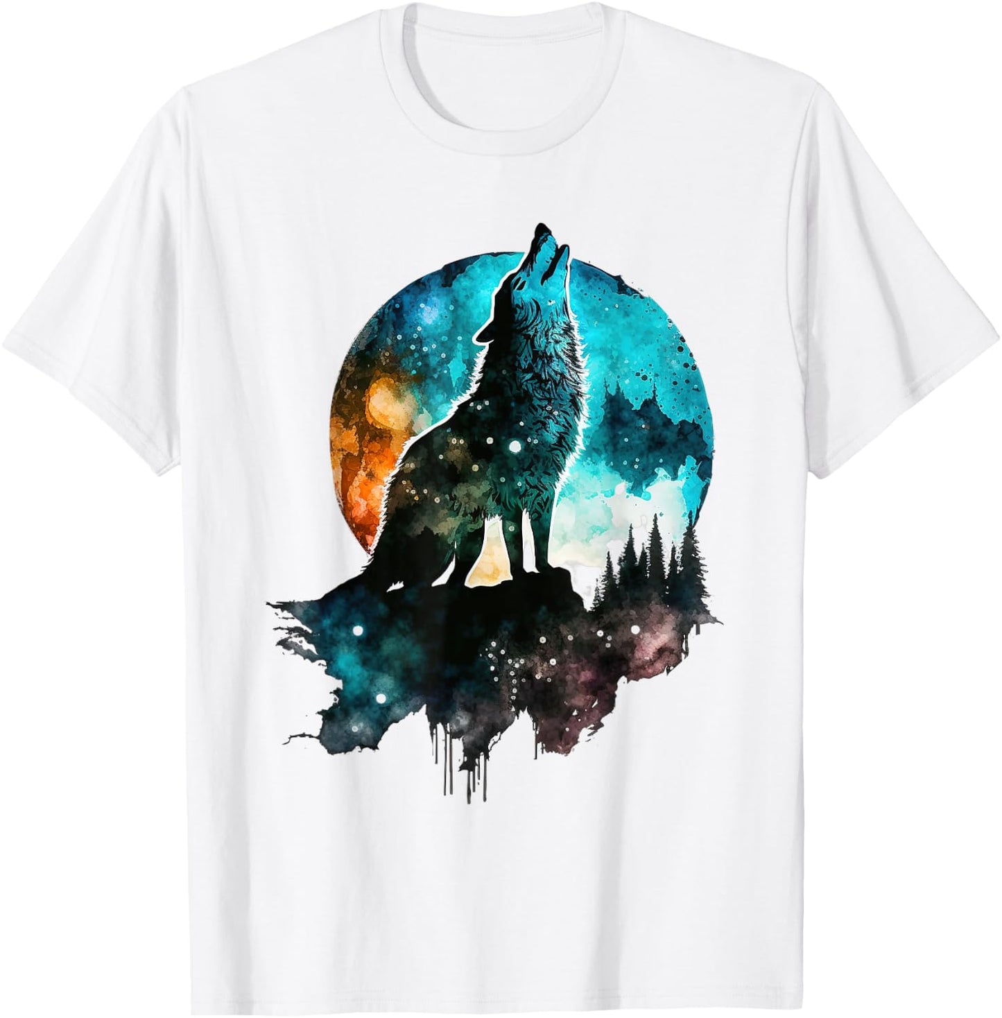Howling Wolf Moon Graphic Design - Women Wolf T-Shirt - T-Shirt | White