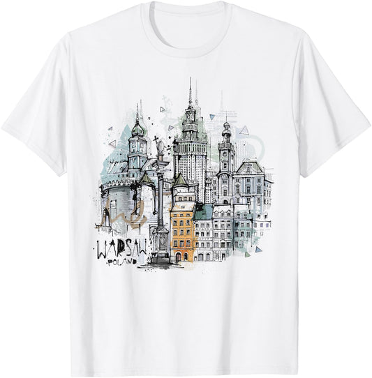 Travel Europe Poland Warsaw Polska Polish Vacation Souvenir T-Shirt - T-Shirt | White