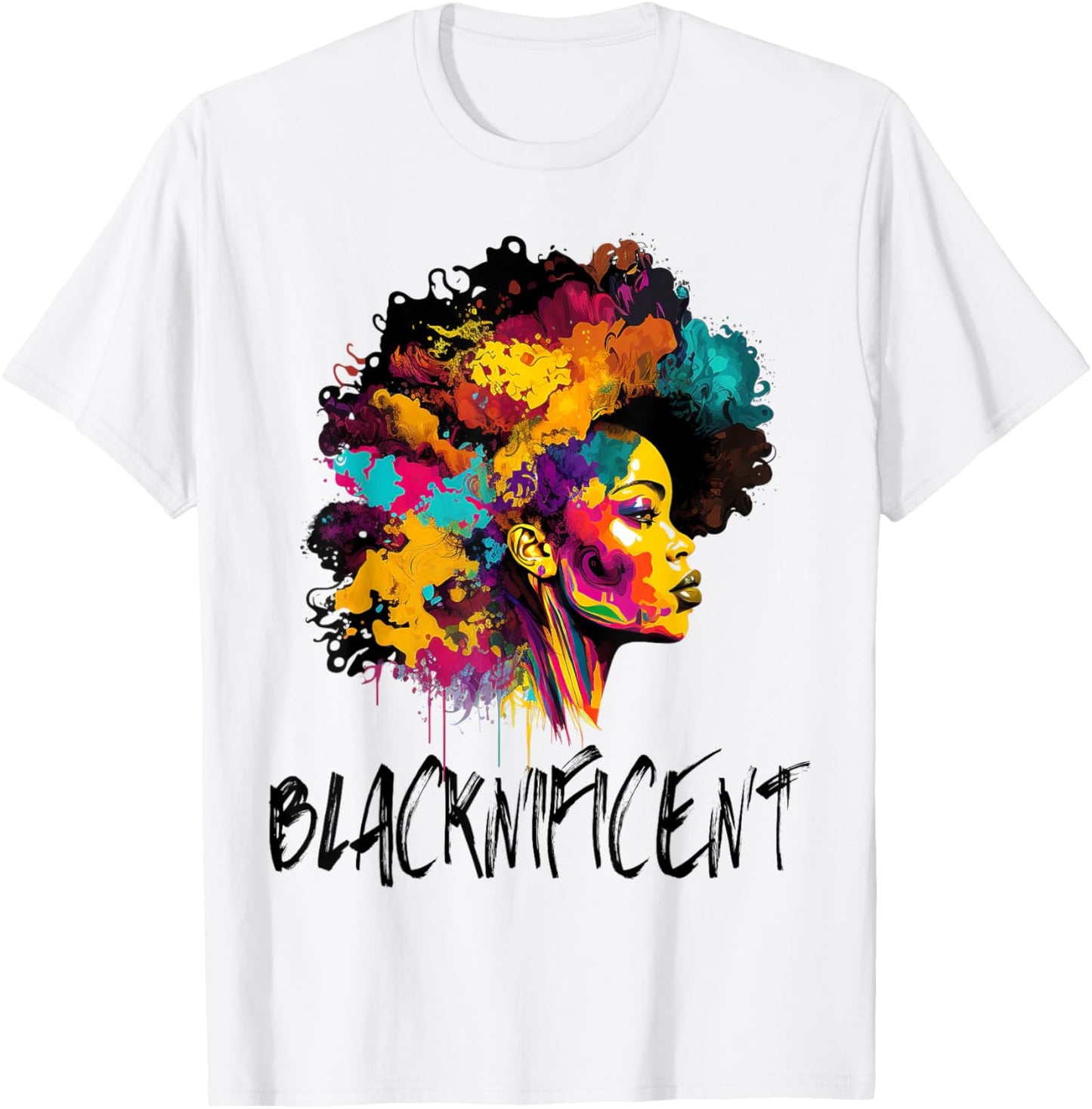 Blacknificent Afro Woman African American Melanin BLM Gift T-Shirt - T-Shirt | White