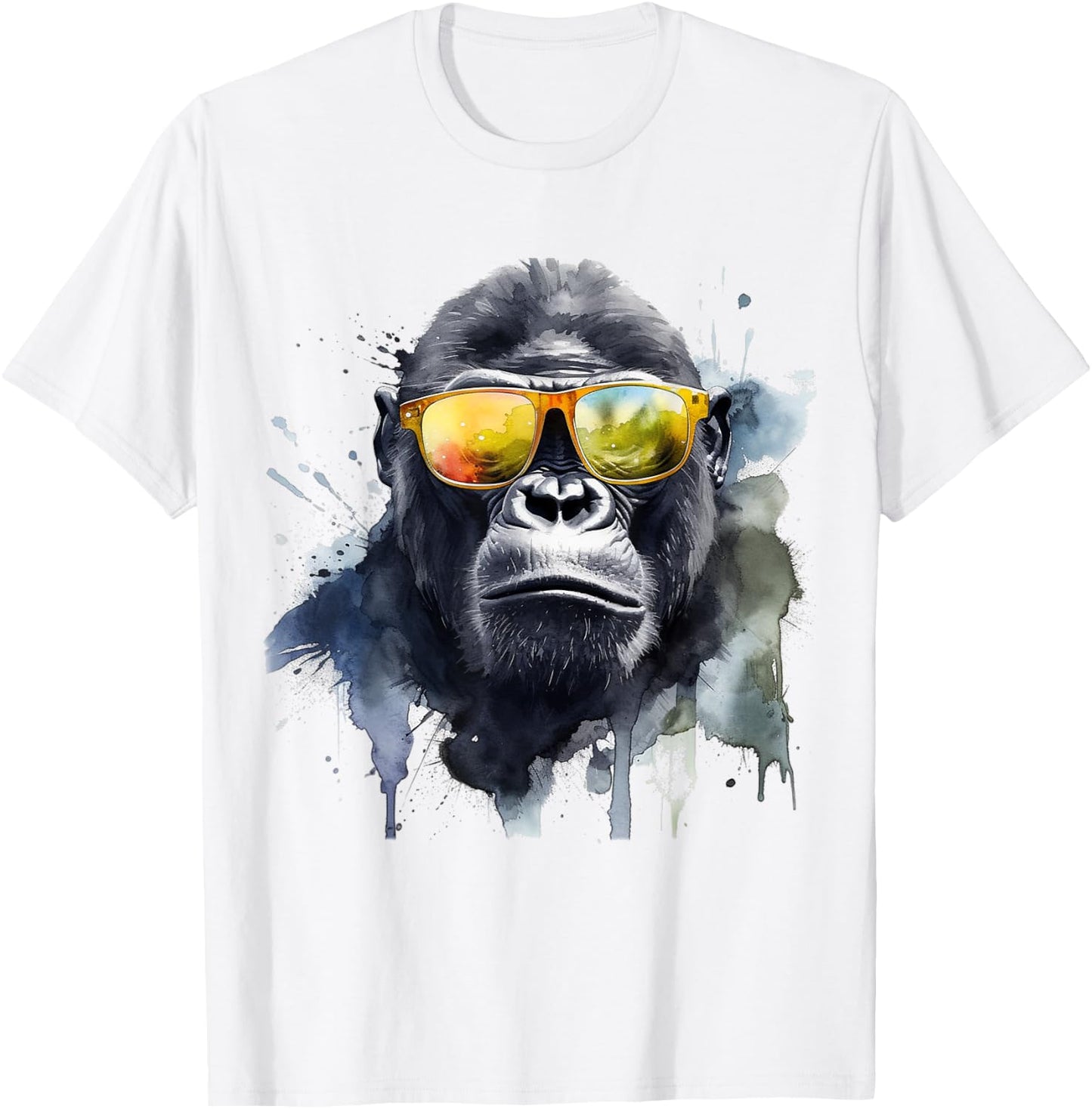 Gorilla Sunglasses Artwork - Animal Art Monkey Zoo Gorilla T-Shirt - T-Shirt | White