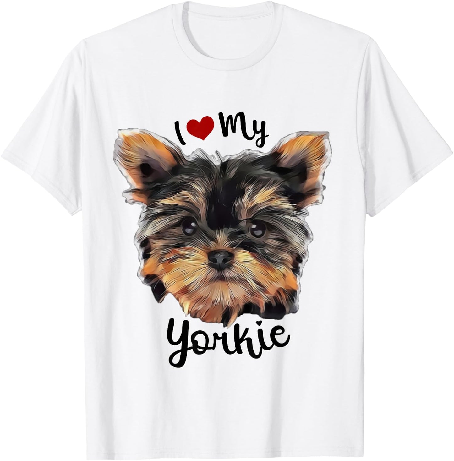Cute Yorkie I Love My Yorkie Dog Lover Breed Puppy Men Women Girls Kids T-Shirt - T-Shirt | White