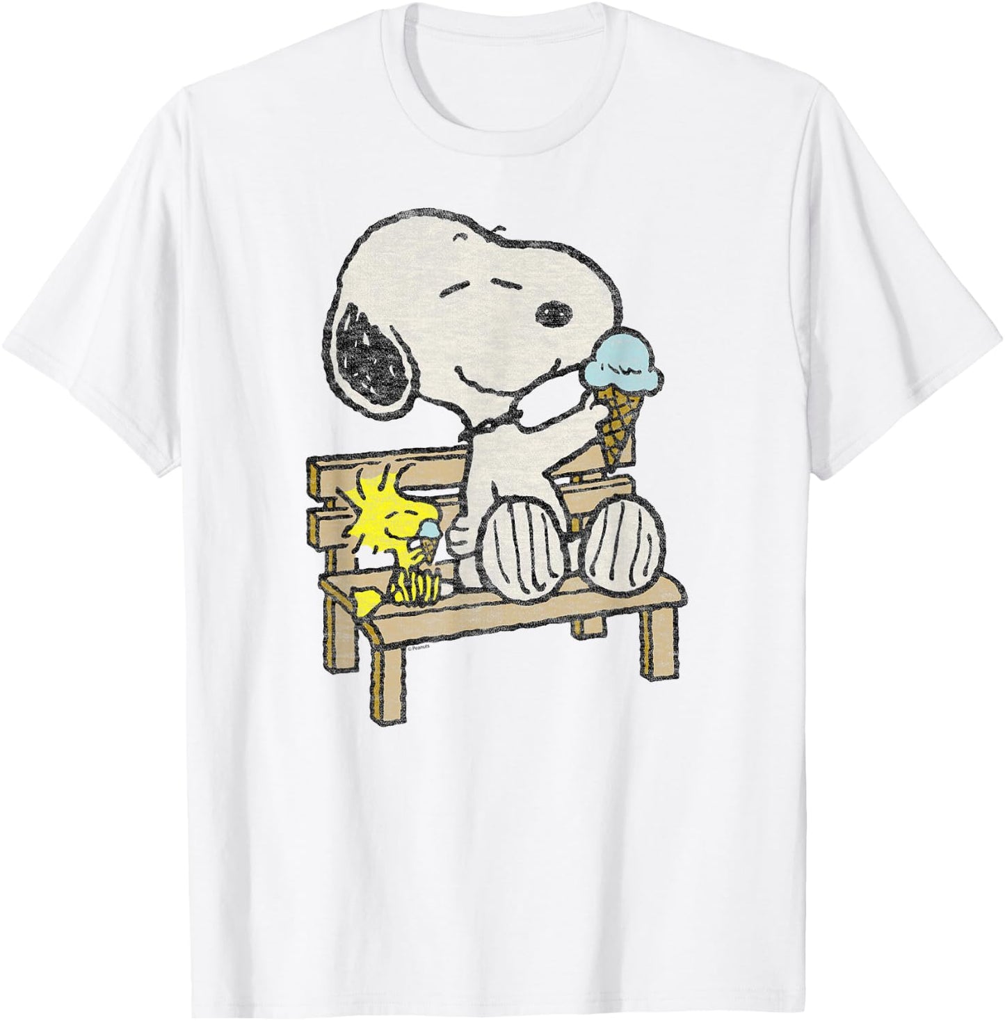 Peanuts - Snoopy Woodstock Bench T-Shirt - T-Shirt | White
