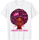 Black Women Queen Stronger Than Breast Cancer Pink Ribbon T-Shirt - T-Shirt | White