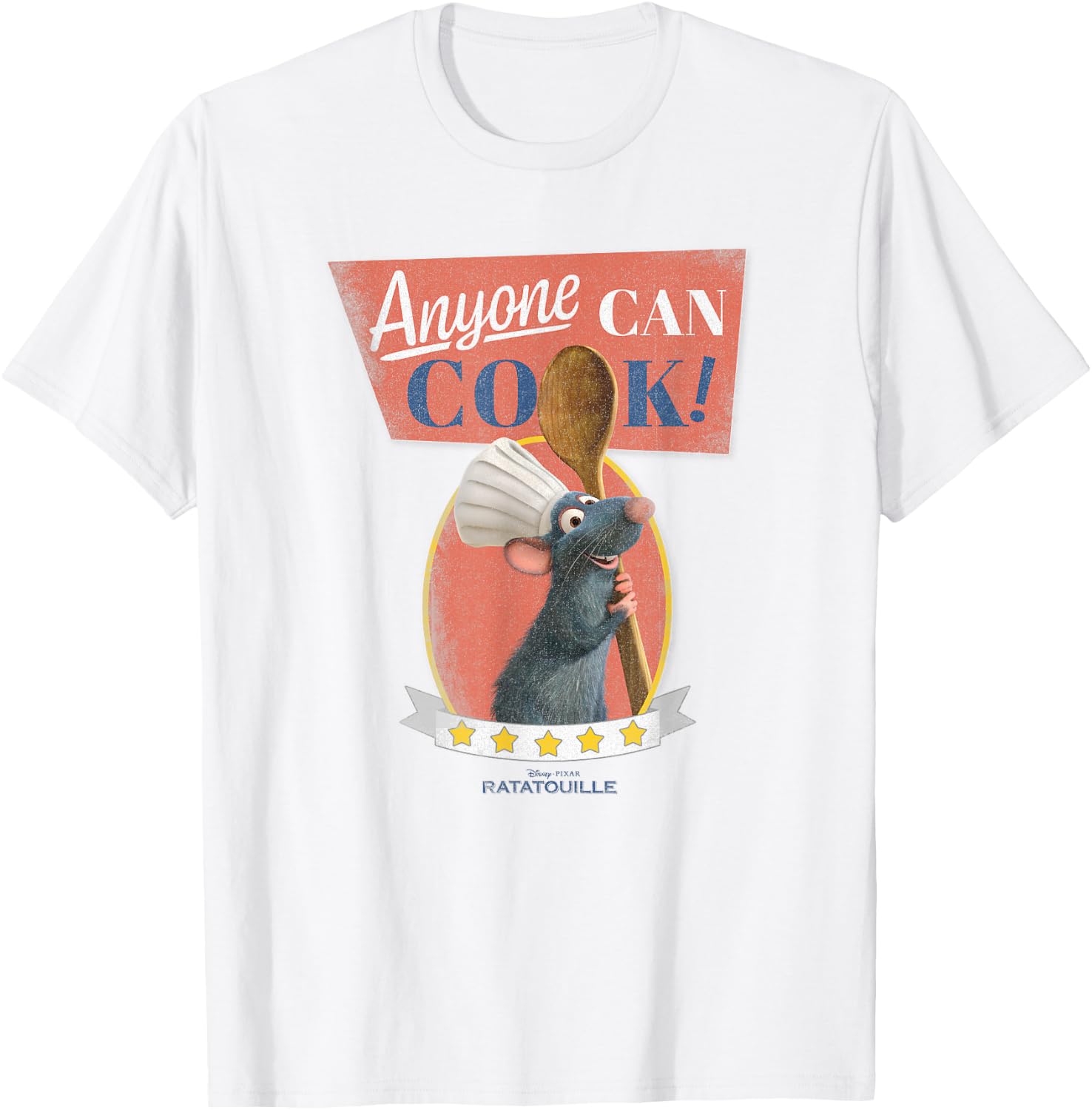 Disney Pixar Ratatouille Anyone Can Cook Five Stars T-Shirt - T-Shirt | White