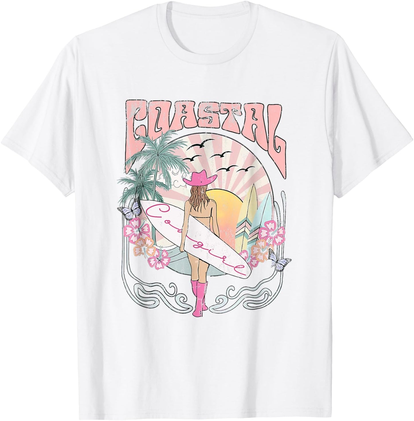 Coastal Cowgirl Aesthetic Cowgirl Surf Beach Cowgirls Outfit T-Shirt - T-Shirt | White